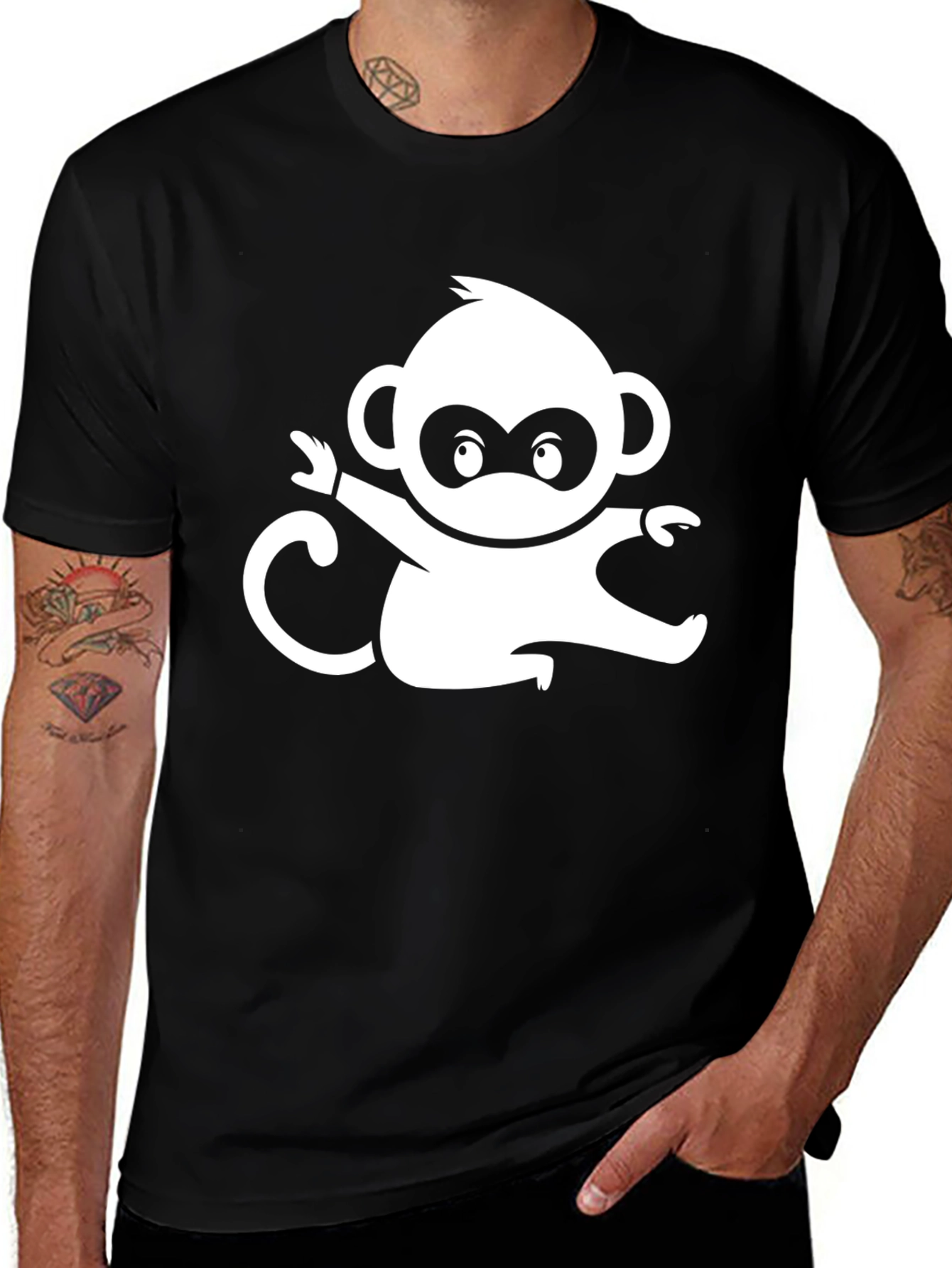 Variant 10 of Monkey Graphic Tee - Black Cotton Comfort