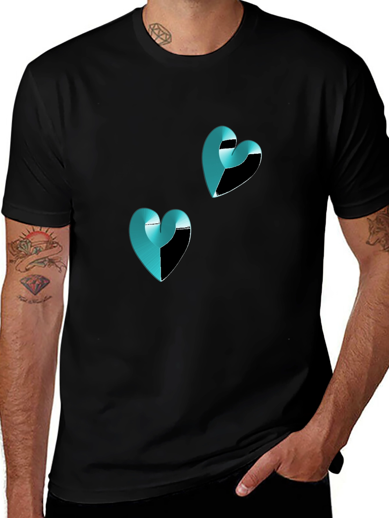 Variant 23 of Modern Heart Graphic Black T-Shirt