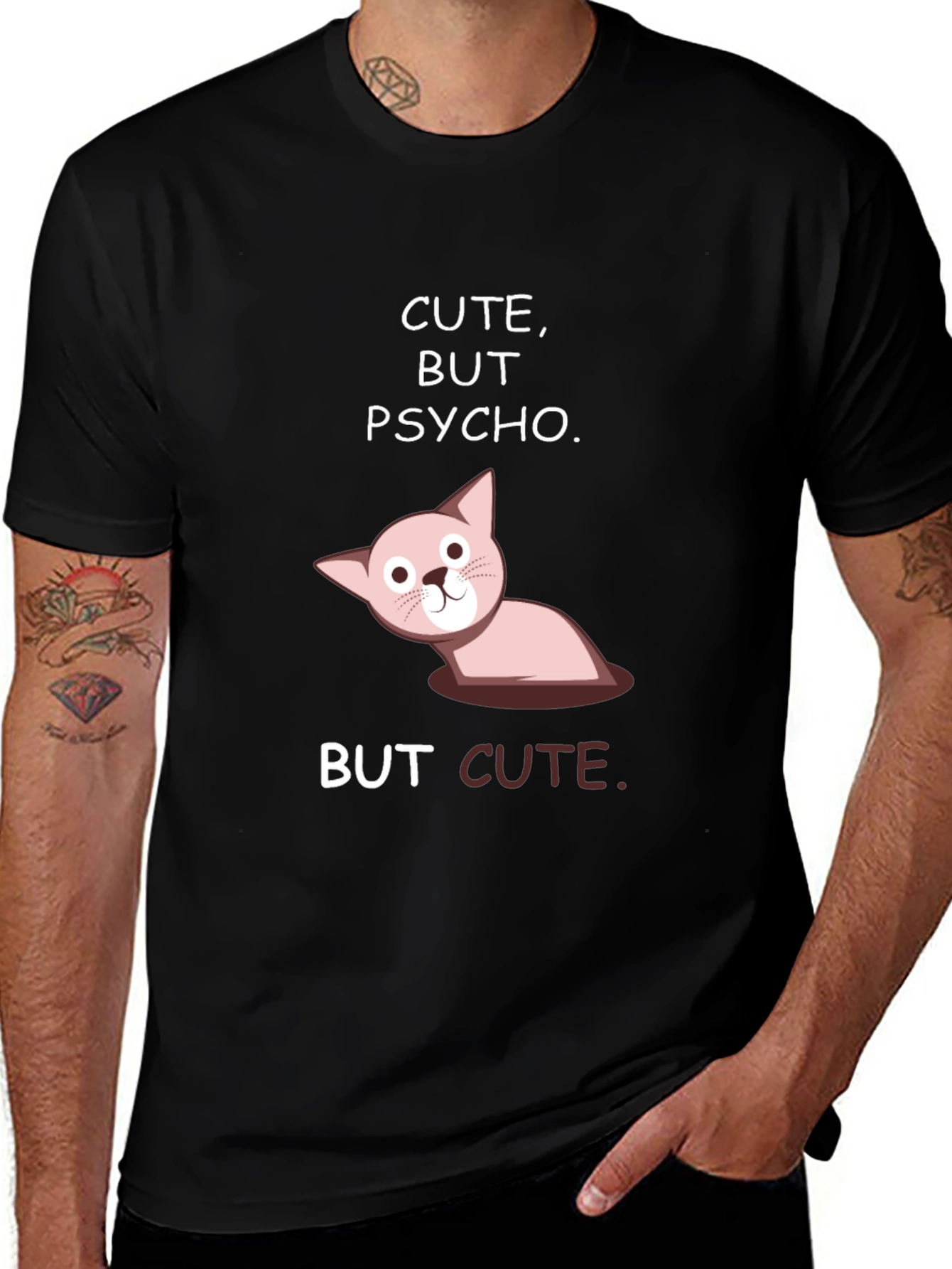 Variant 27 of Cute But Psycho Graphic Tee - Black Cotton T-Shirt