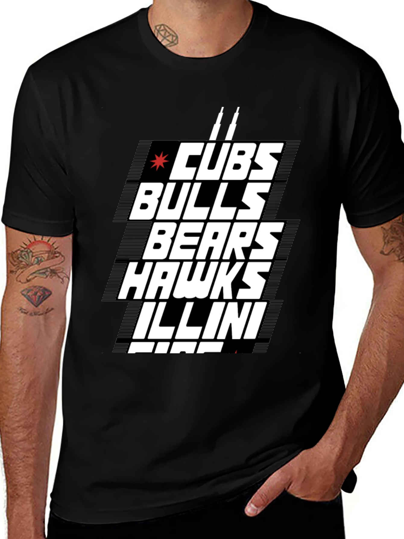 Chicago Sports Fan T-Shirt - Cubs Bulls Bears Hawks Illini
