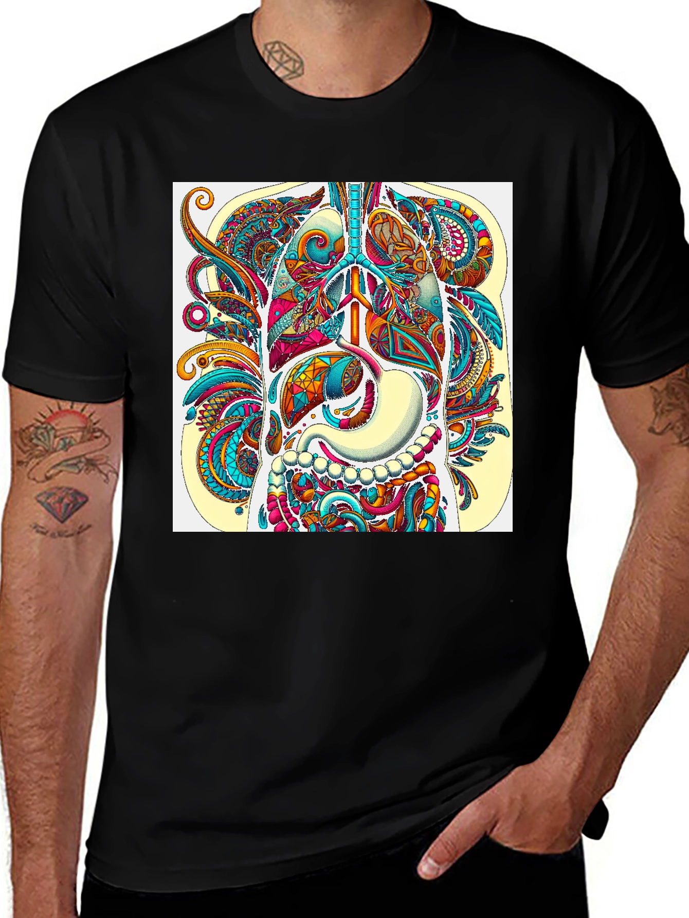 Variant 2 of Anatomical Art Print Men's Black T-Shirt