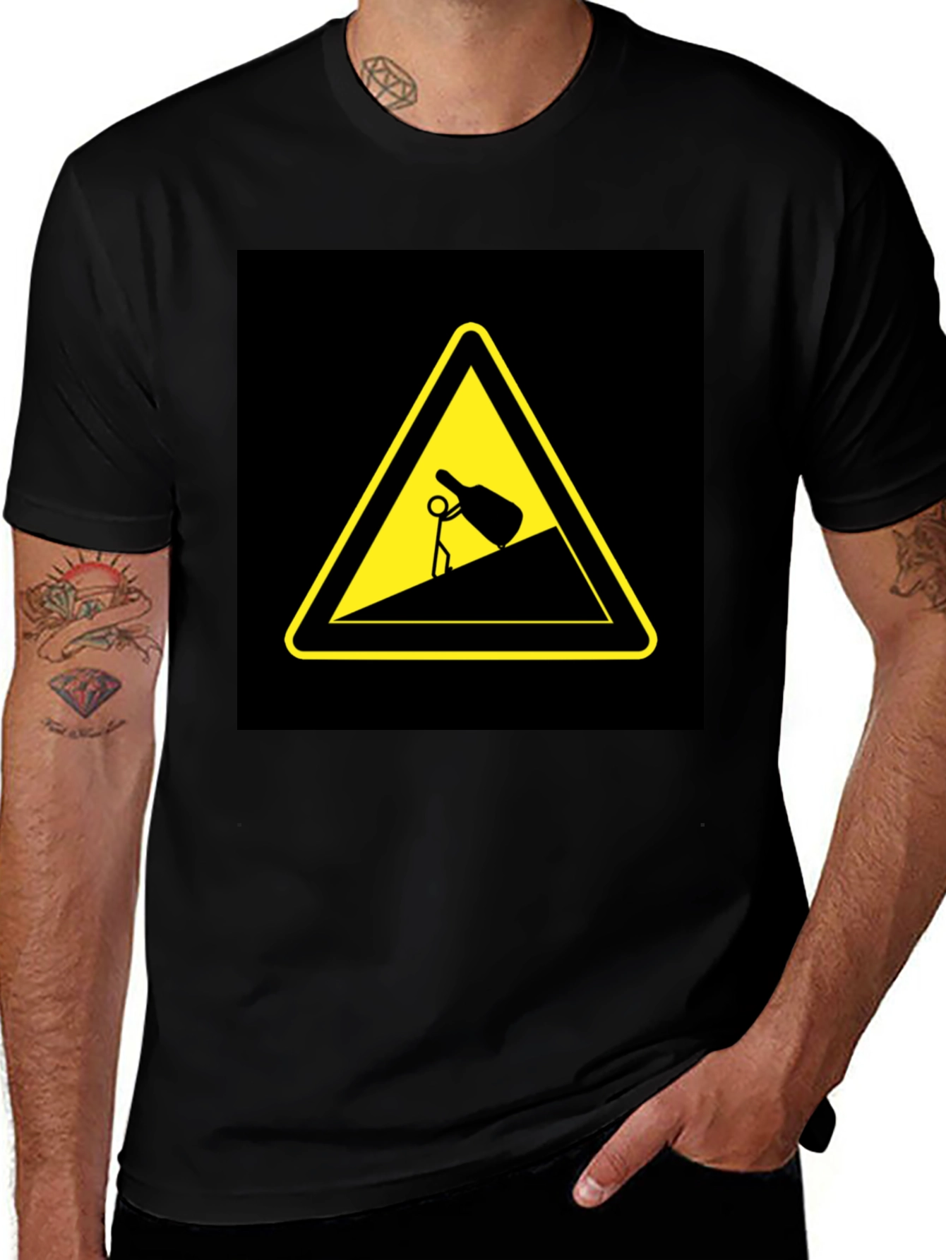 Variant 23 of Funny Man Pushing Bottle Up Hill T-Shirt