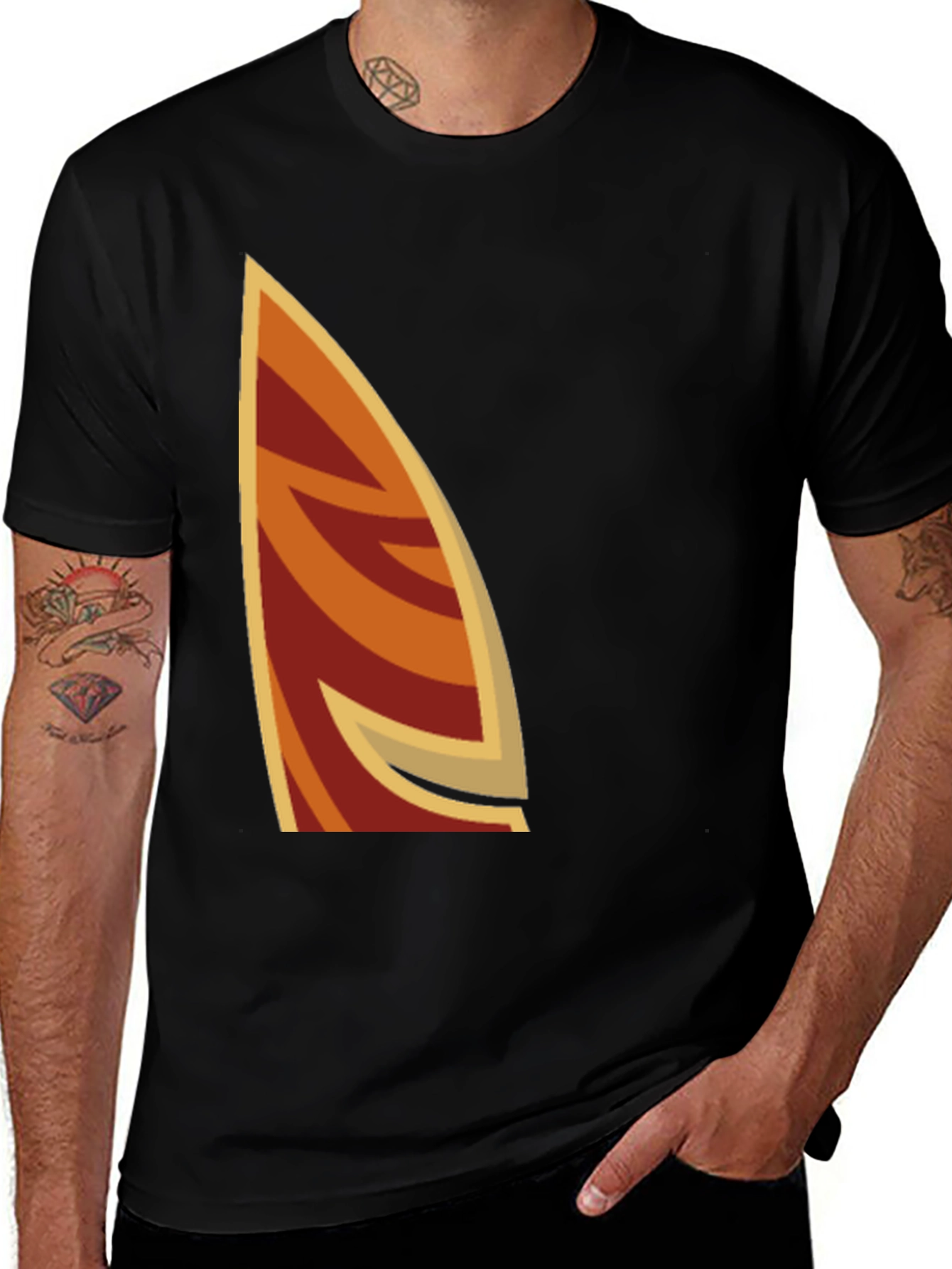 Variant 24 of Retro Surfboard T-Shirt - Black Cotton Tee