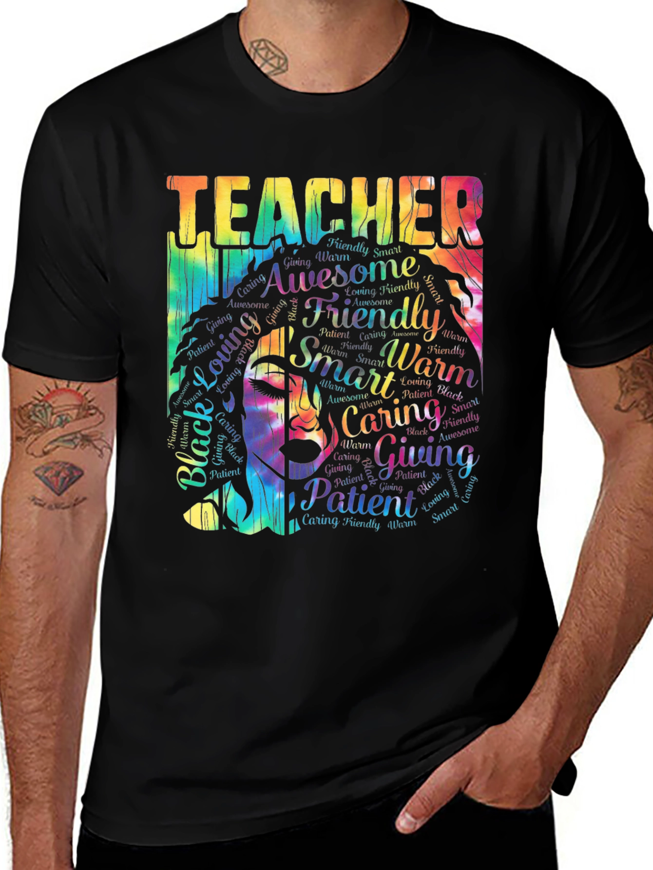 Teacher Word Art T-Shirt - Positive Qualities