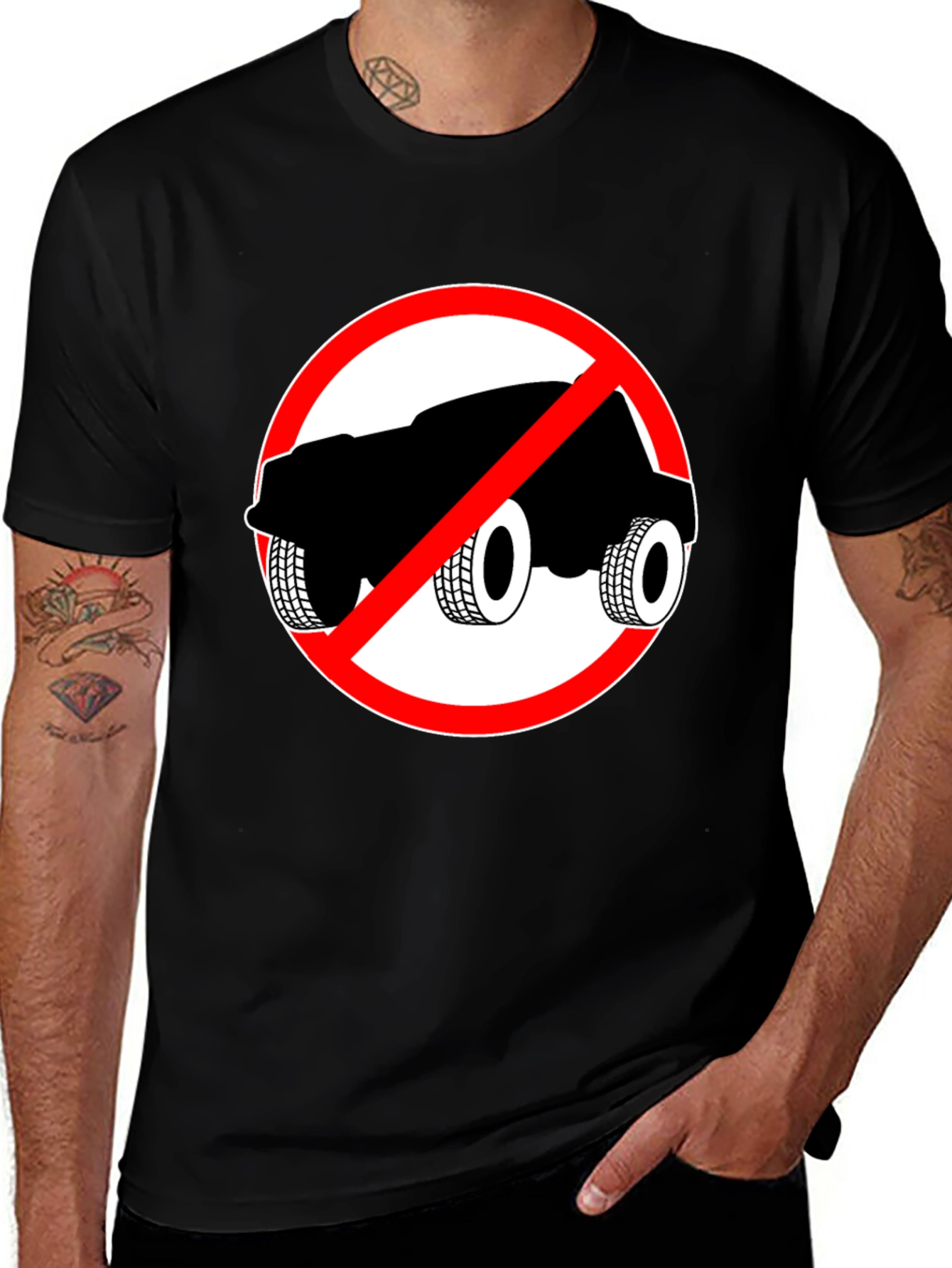 Variant 27 of No Cars Allowed Black T-Shirt
