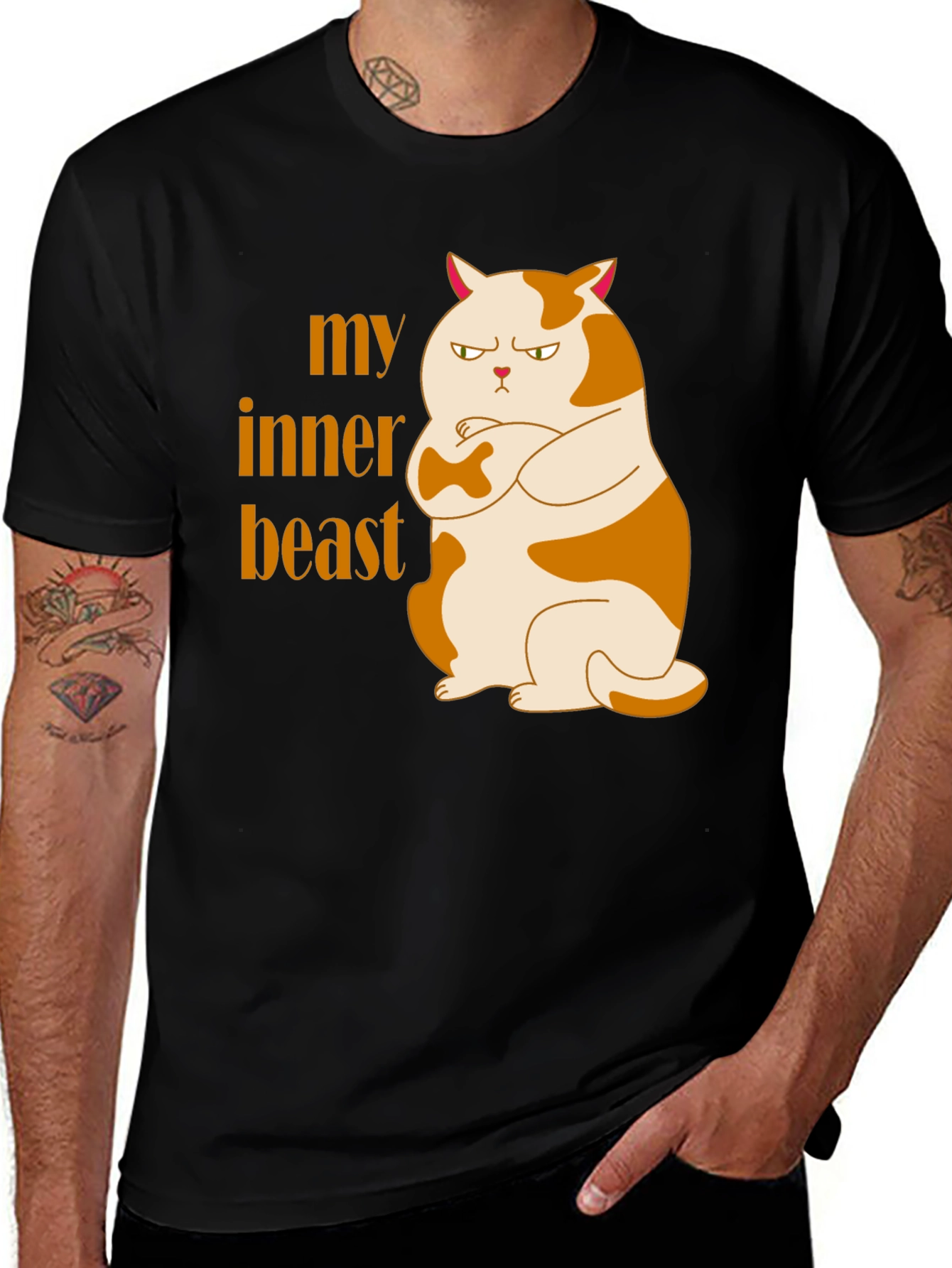 Variant 30 of My Inner Beast Cat T-Shirt - Grumpy Cartoon Cat Tee
