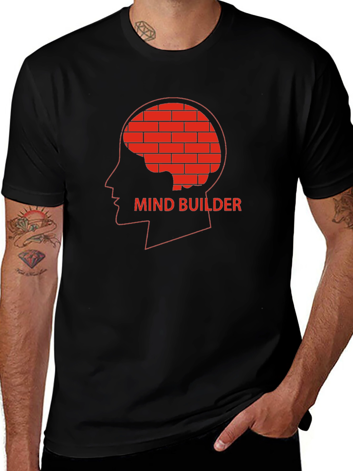 Variant 29 of Mind Builder Graphic Tee - Black Cotton Blend