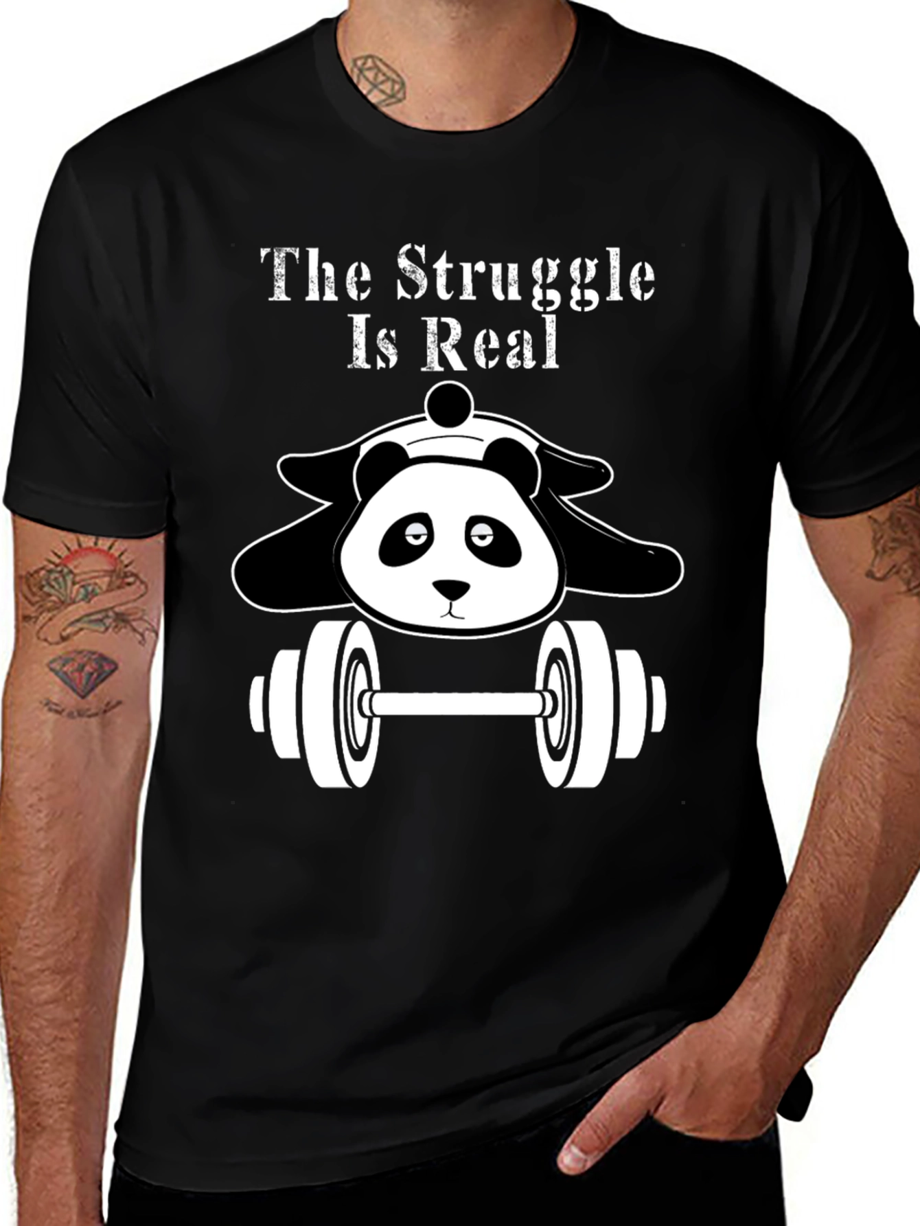 The Struggle Is Real Panda Bear Workout Gym T-Shirt