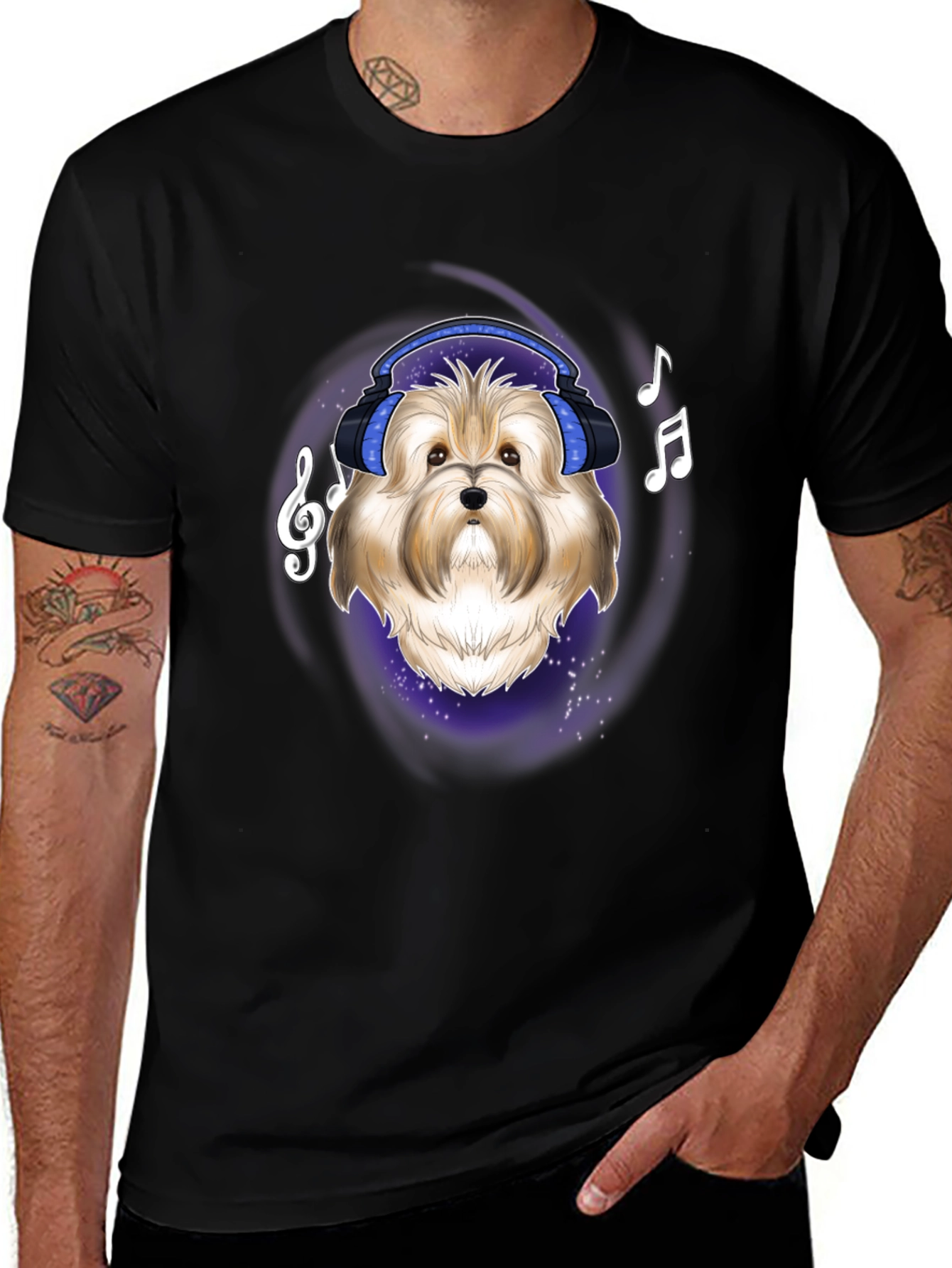 Dog with Headphones Graphic Tee