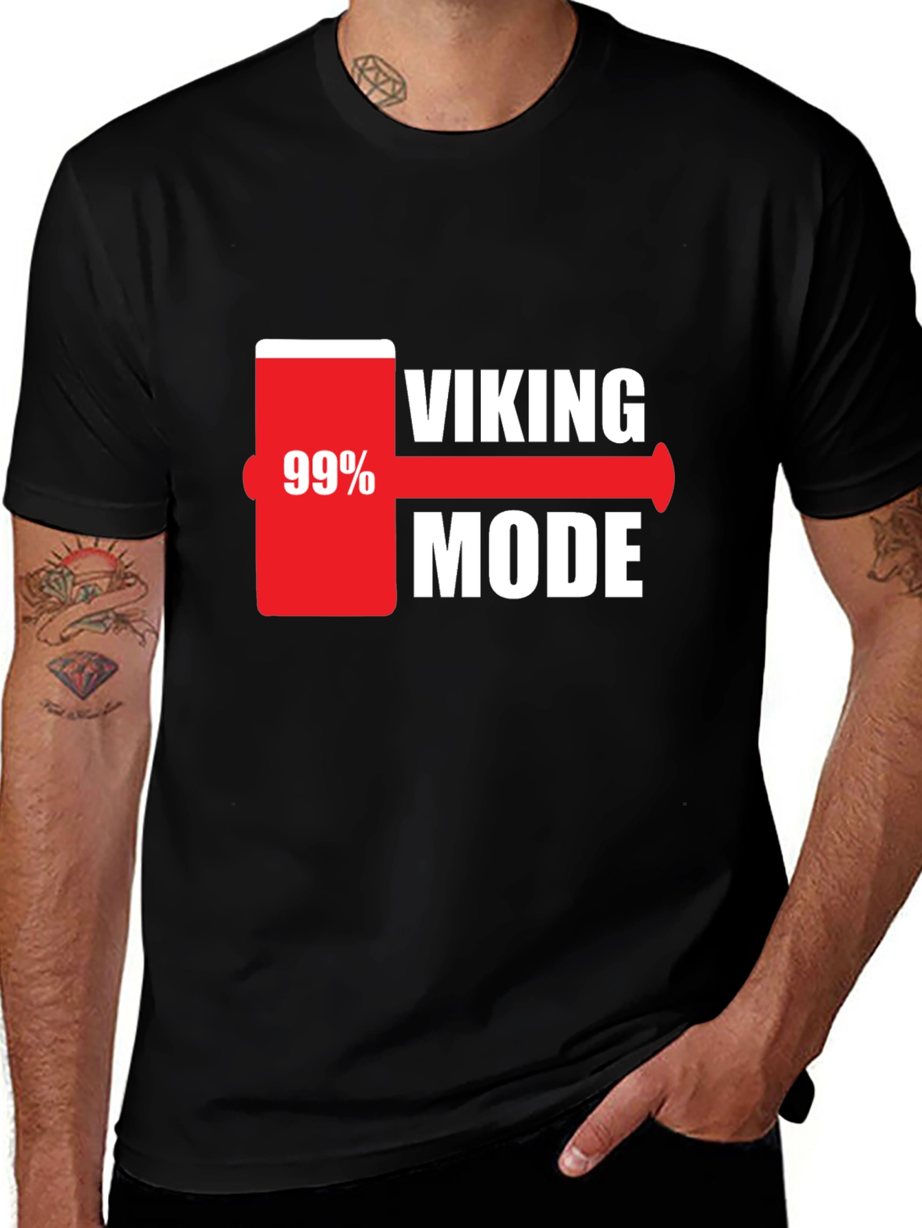 Viking Mode 99% Charged Black T-Shirt