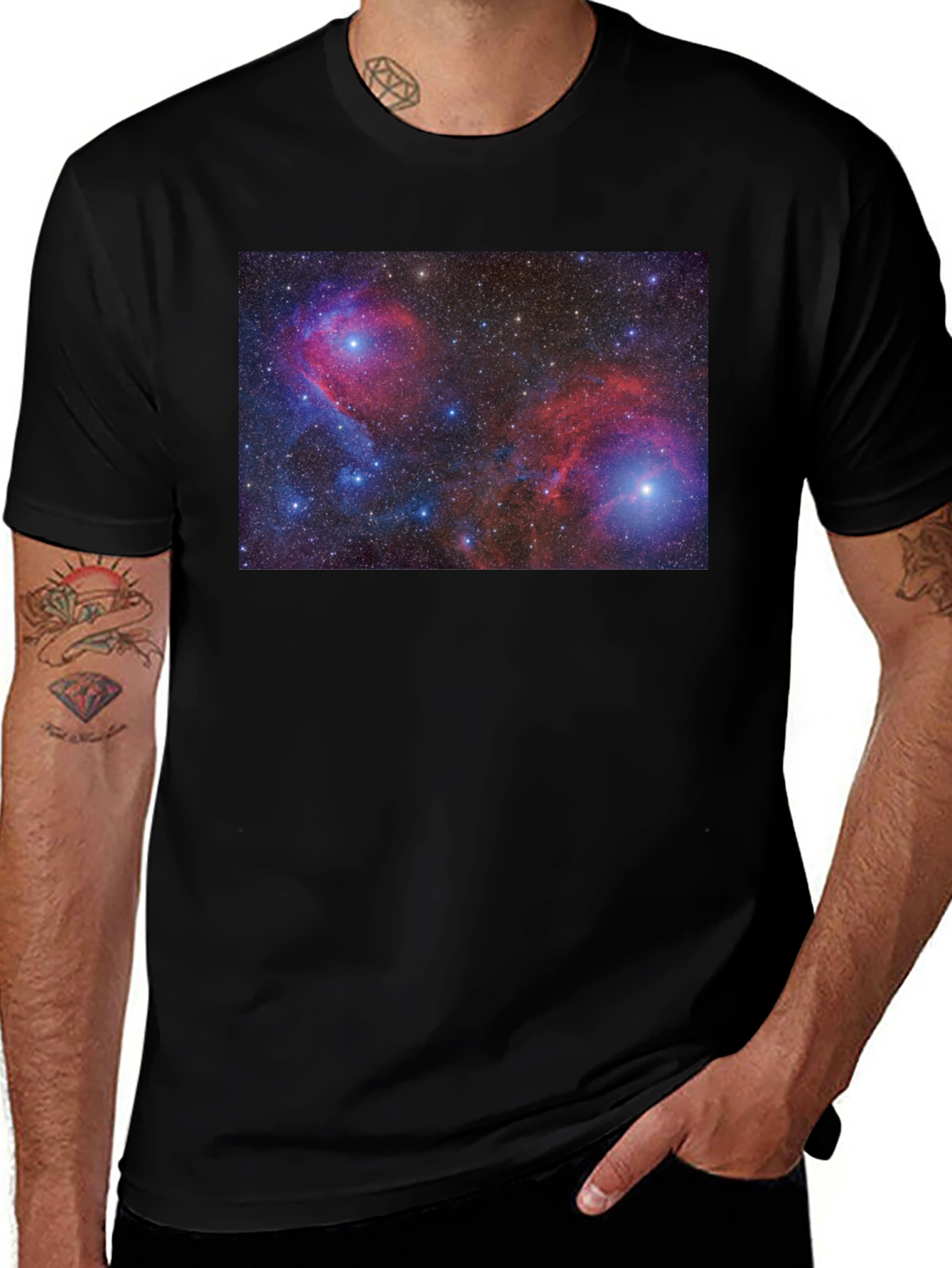 Variant 2 of Nebula Print Black Cotton T-Shirt
