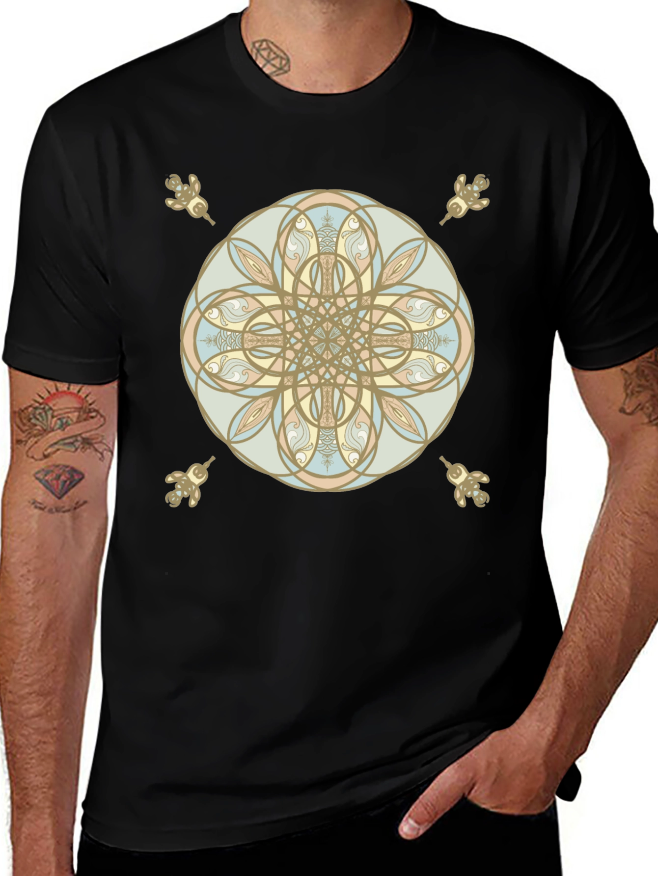 Variant 15 of Mandala Art Graphic Print Men's Black T-Shirt