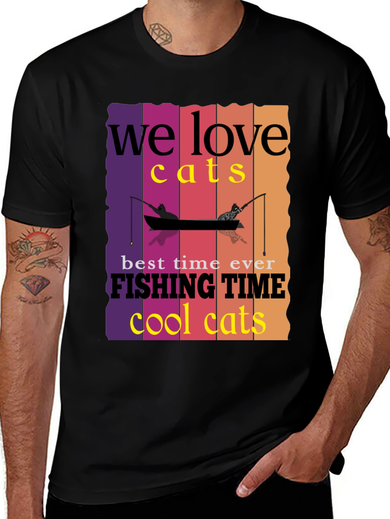 Variant 9 of We Love Cats Fishing T-Shirt - Cool Cats Fishing Time