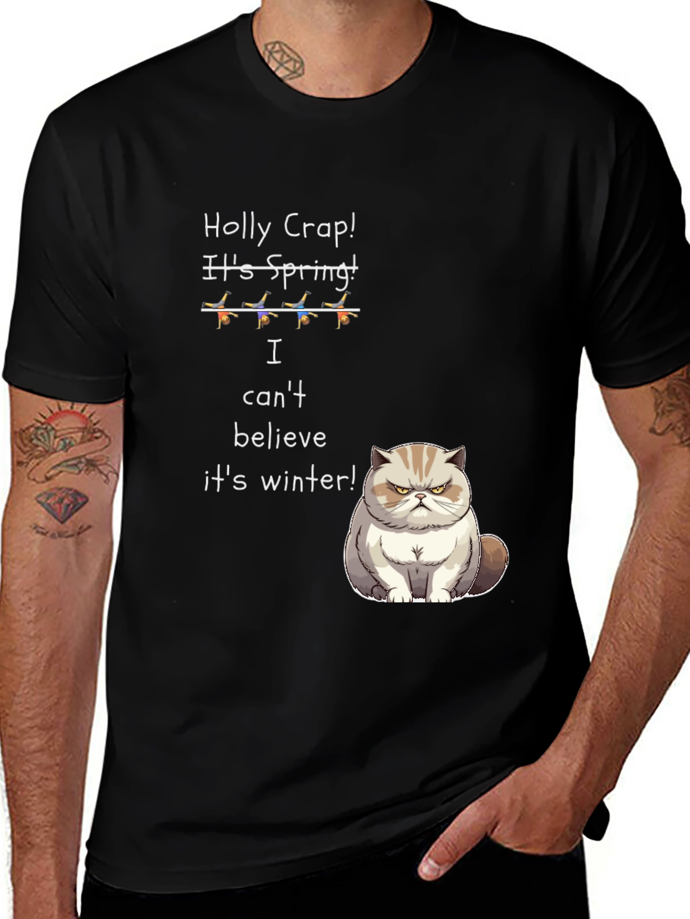 Variant 8 of Funny Cat T-Shirt - "Holly Crap! It's Spring!"