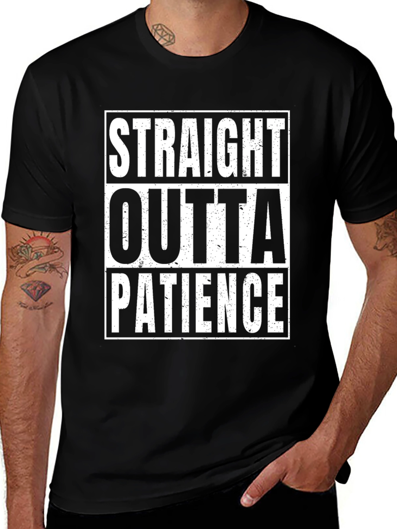 Black Straight Outta Patience Graphic Tee main image