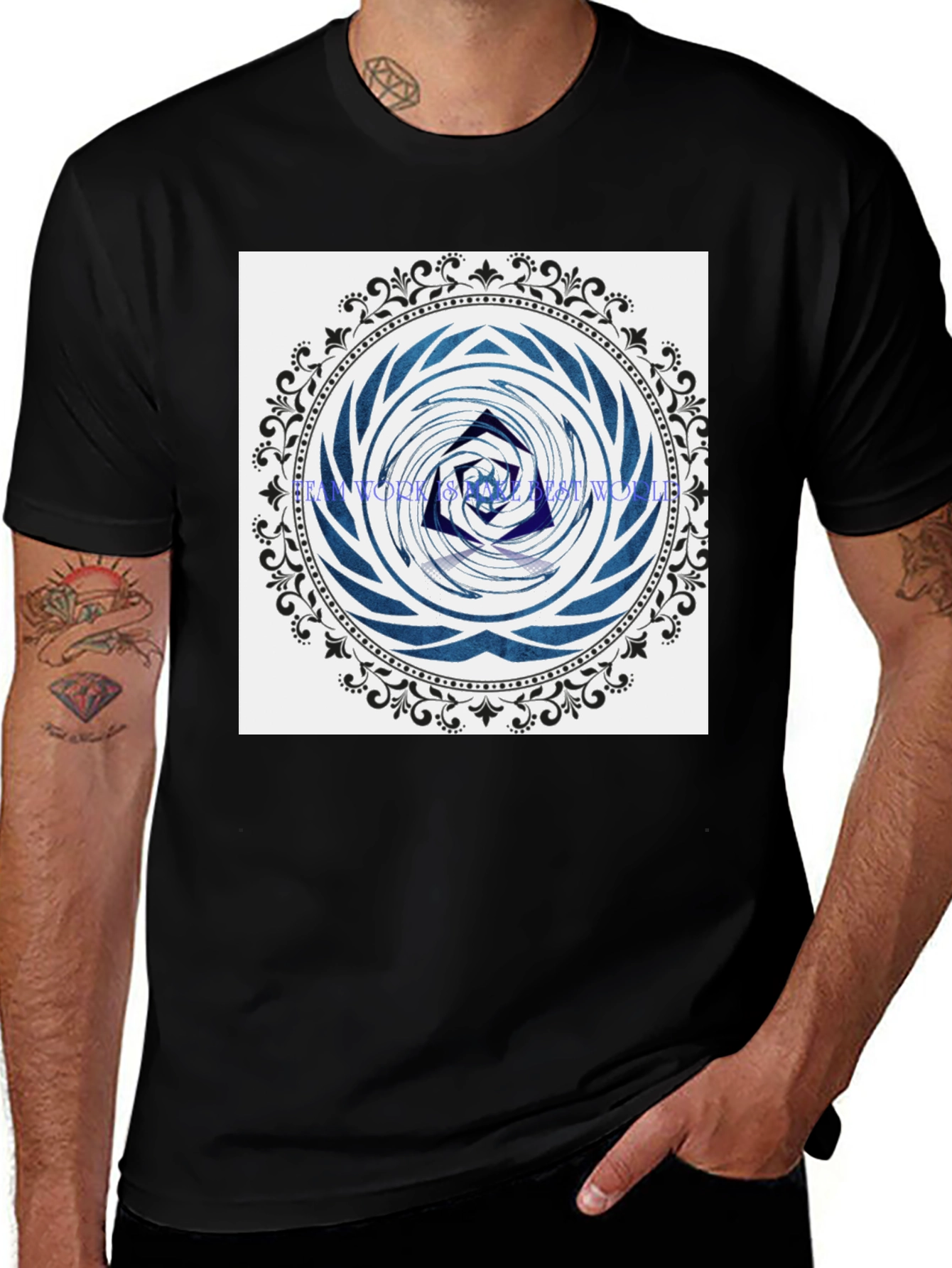 Variant 12 of Stylish Black T-Shirt with Circular Graphic Print