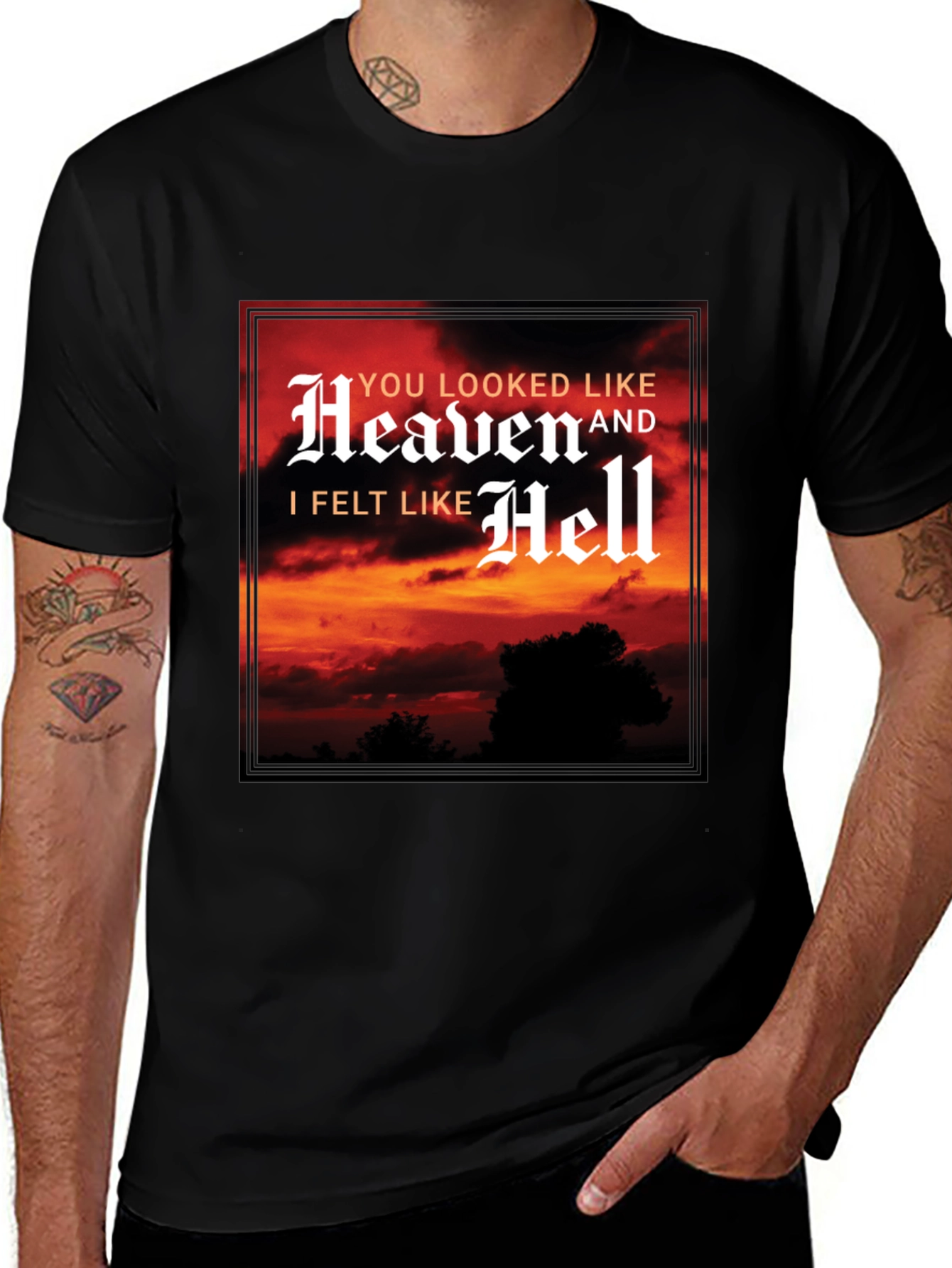 Variant 28 of Heaven and Hell Graphic Tee - Black T-Shirt