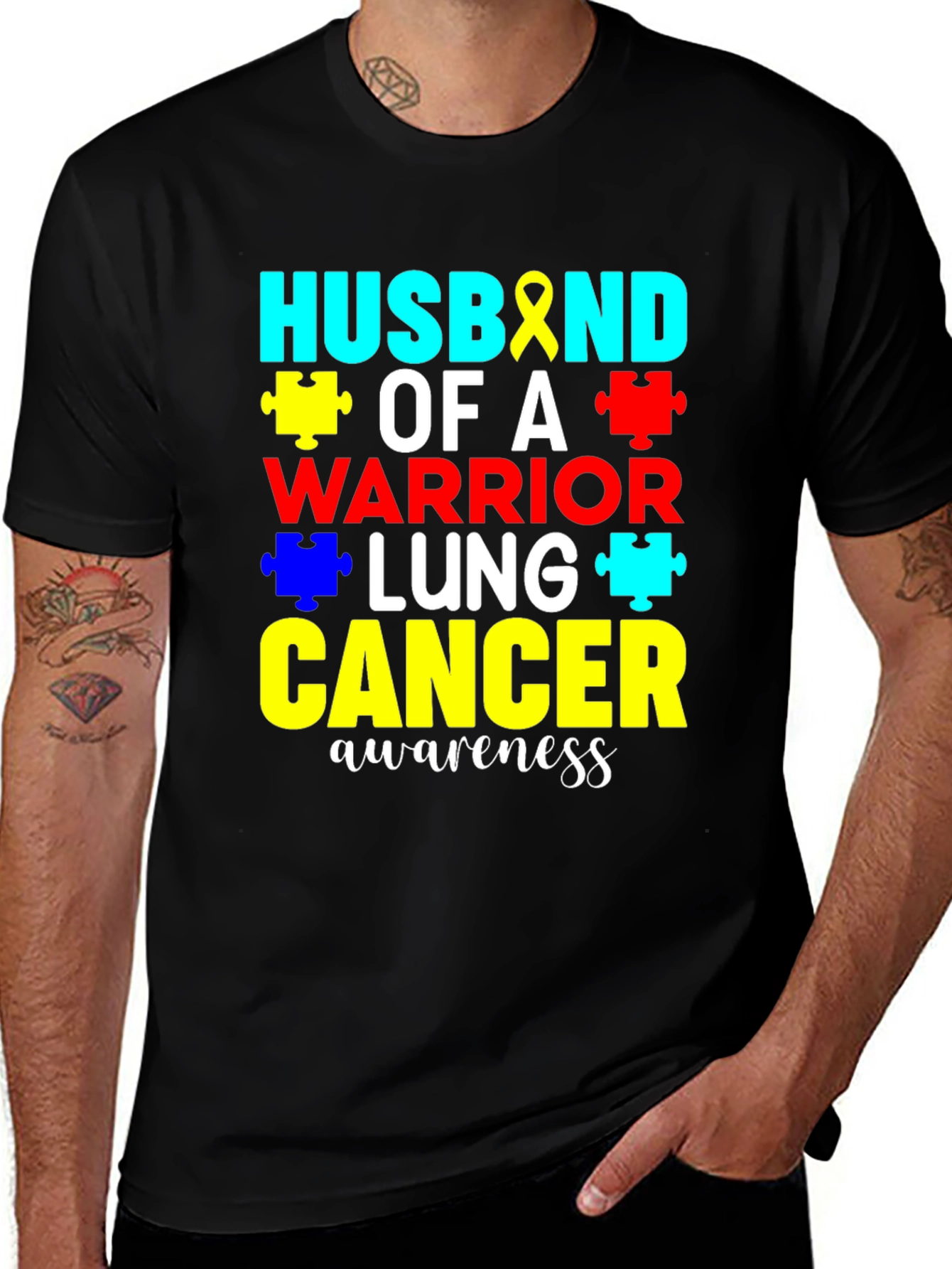 Husband of a Lung Cancer Warrior Awareness T-Shirt