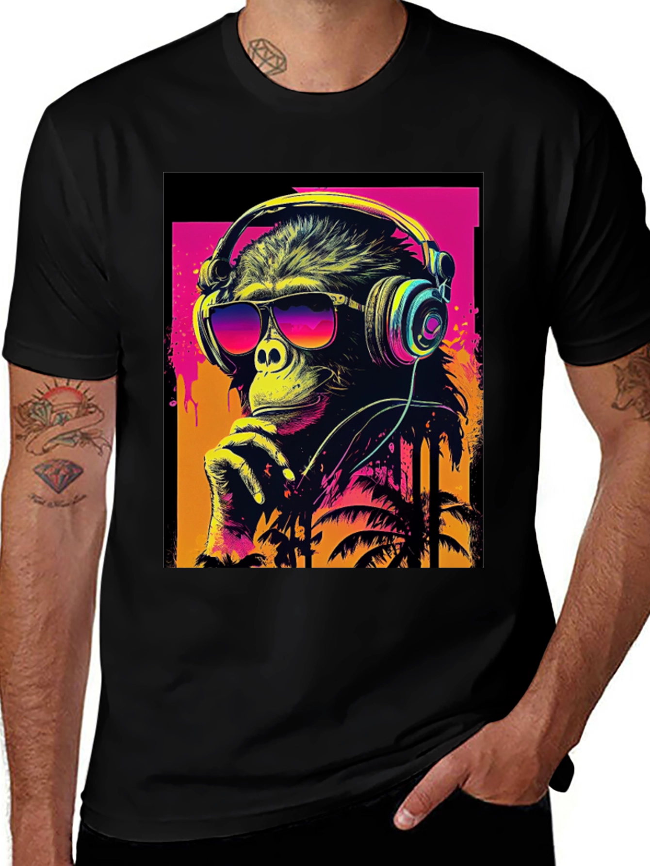 Variant 15 of Retro Monkey T-Shirt - Cool Ape with Headphones