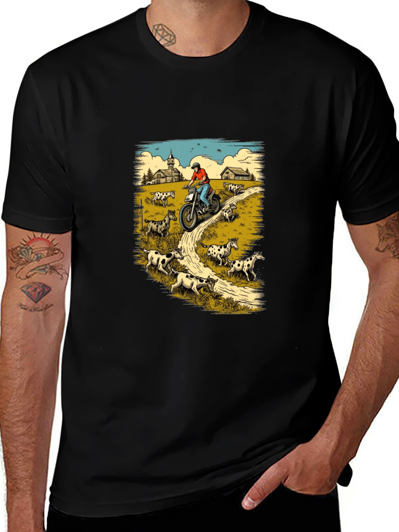 Variant 25 of Motorcycle Goat Herd Graphic T-Shirt