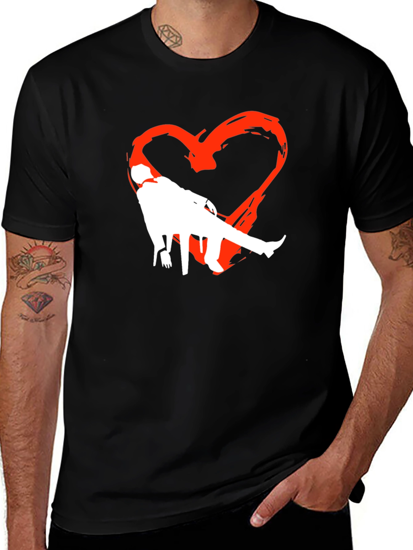 Variant 10 of Heart Silhouette Graphic Tee - Black