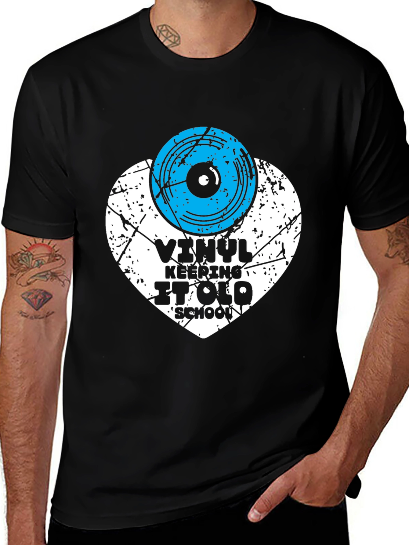 Variant 12 of Vinyl Keeping It Old School Black T-Shirt