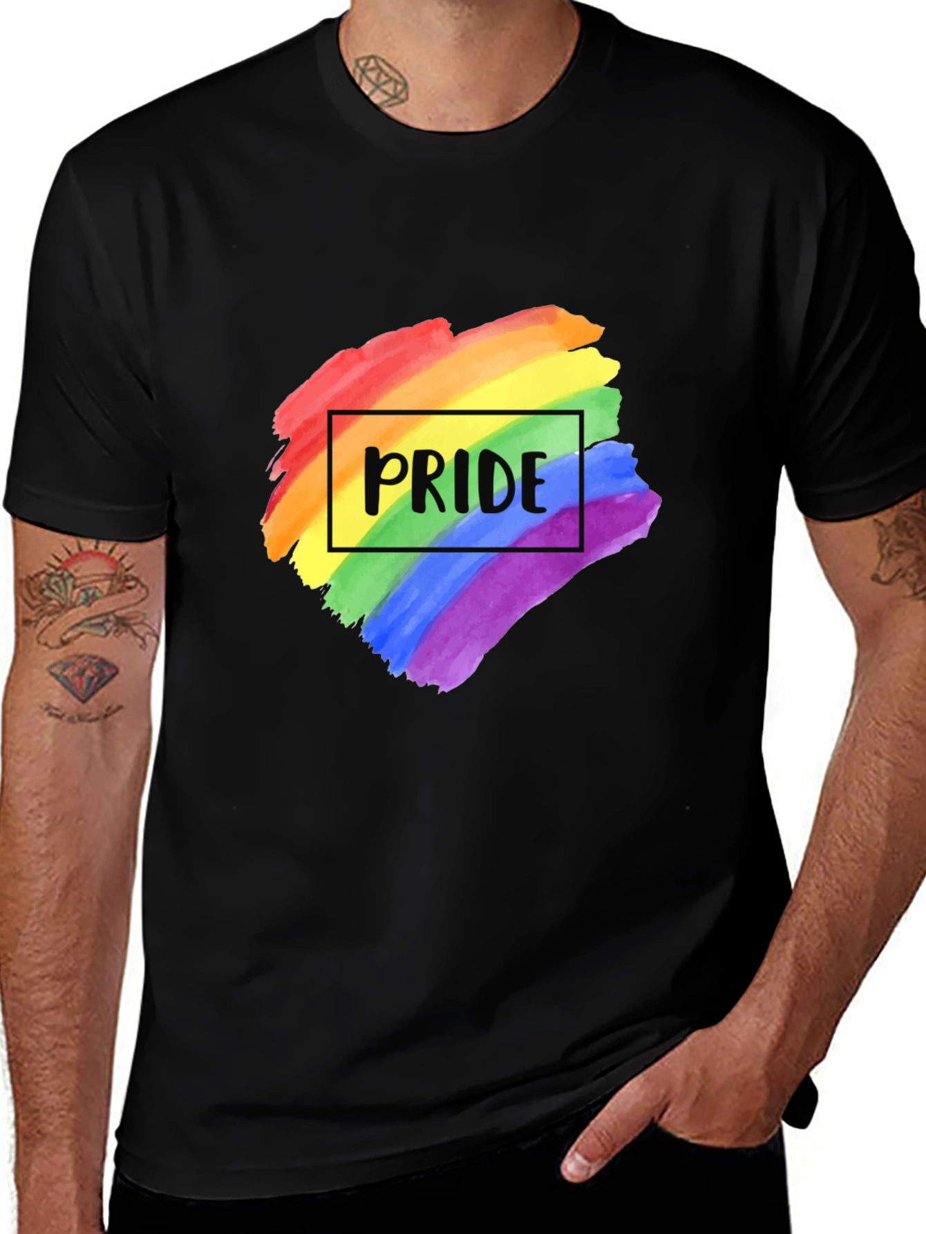 Variant 10 of Pride Rainbow T-Shirt - Black LGBTQ+ Tee