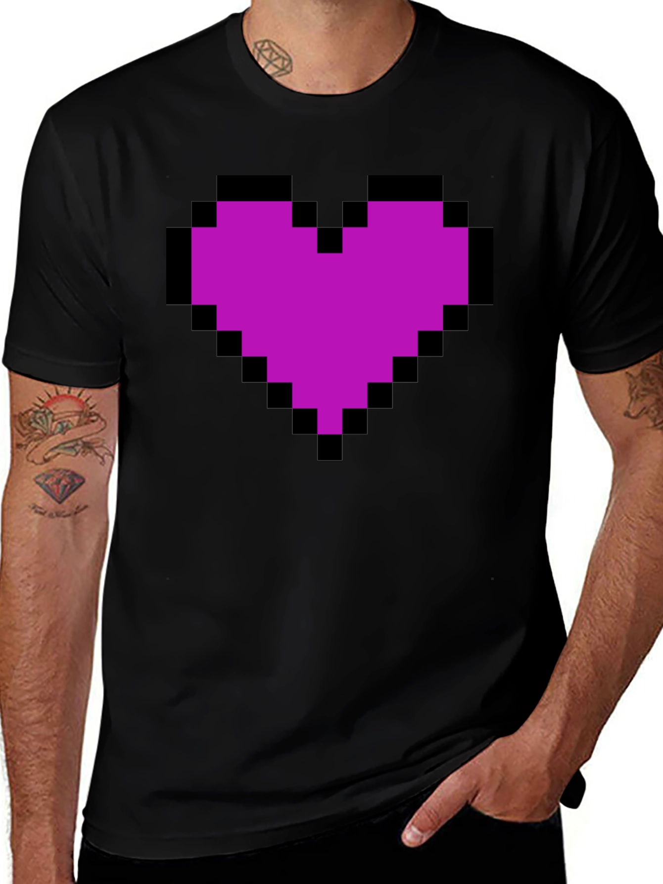 Variant 17 of Pixel Heart Graphic Tee - Trendy Casual Top