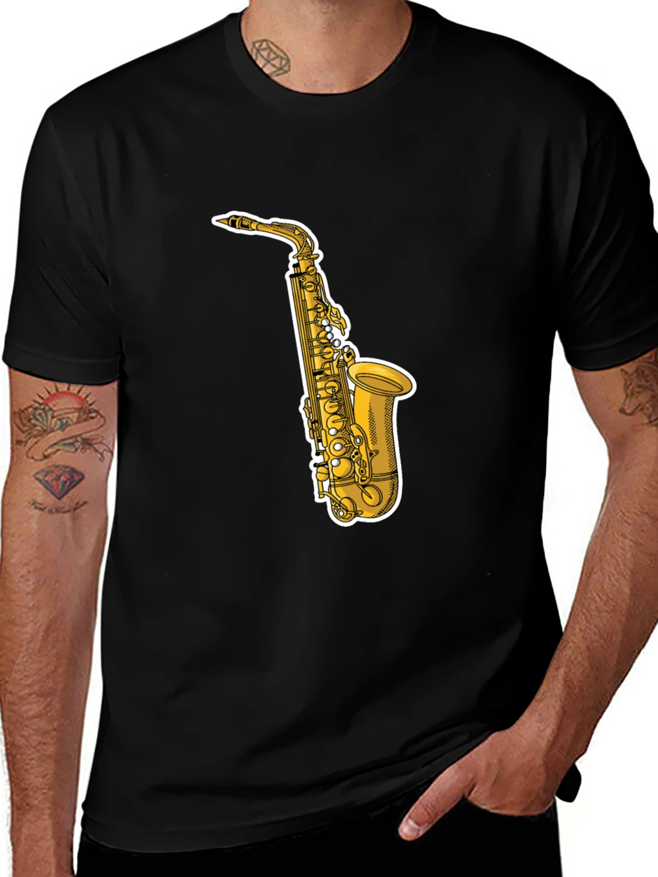 Variant 24 of Saxophone Graphic Tee - Cool Black T-Shirt