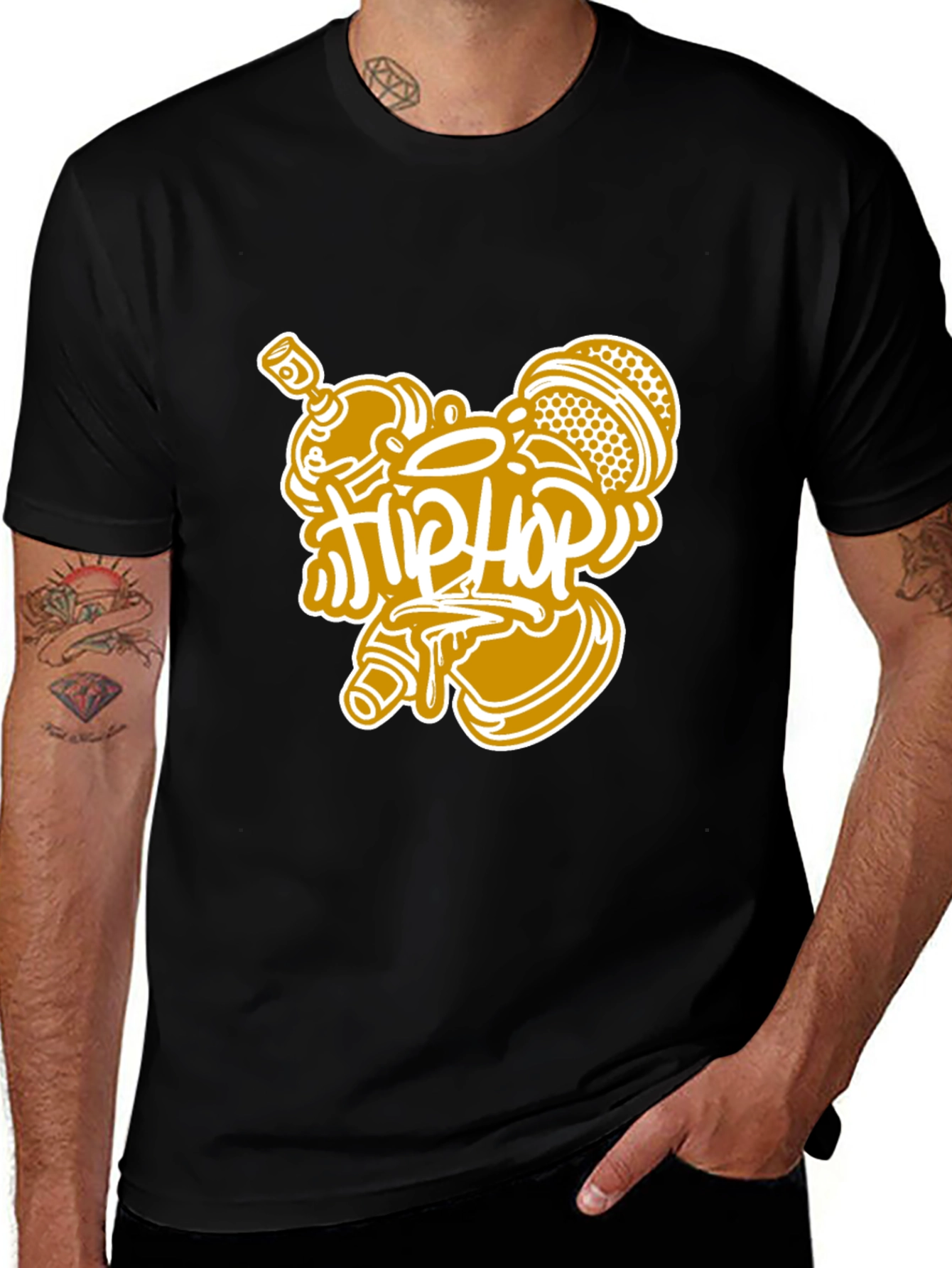 Variant 16 of Hip Hop Graphic Black T-Shirt