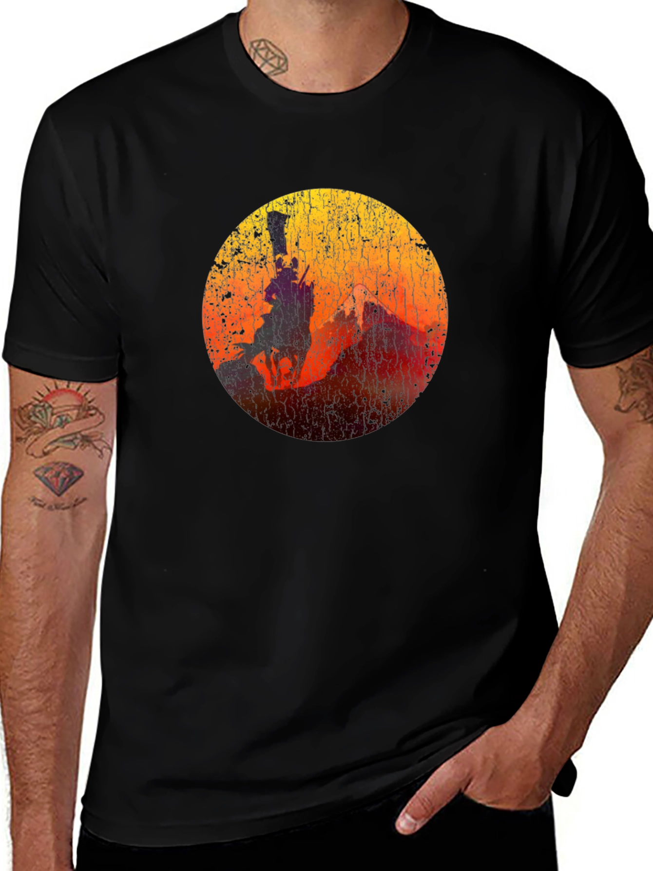 Variant 14 of Sunset Rider Graphic Tee - Black Cotton Blend