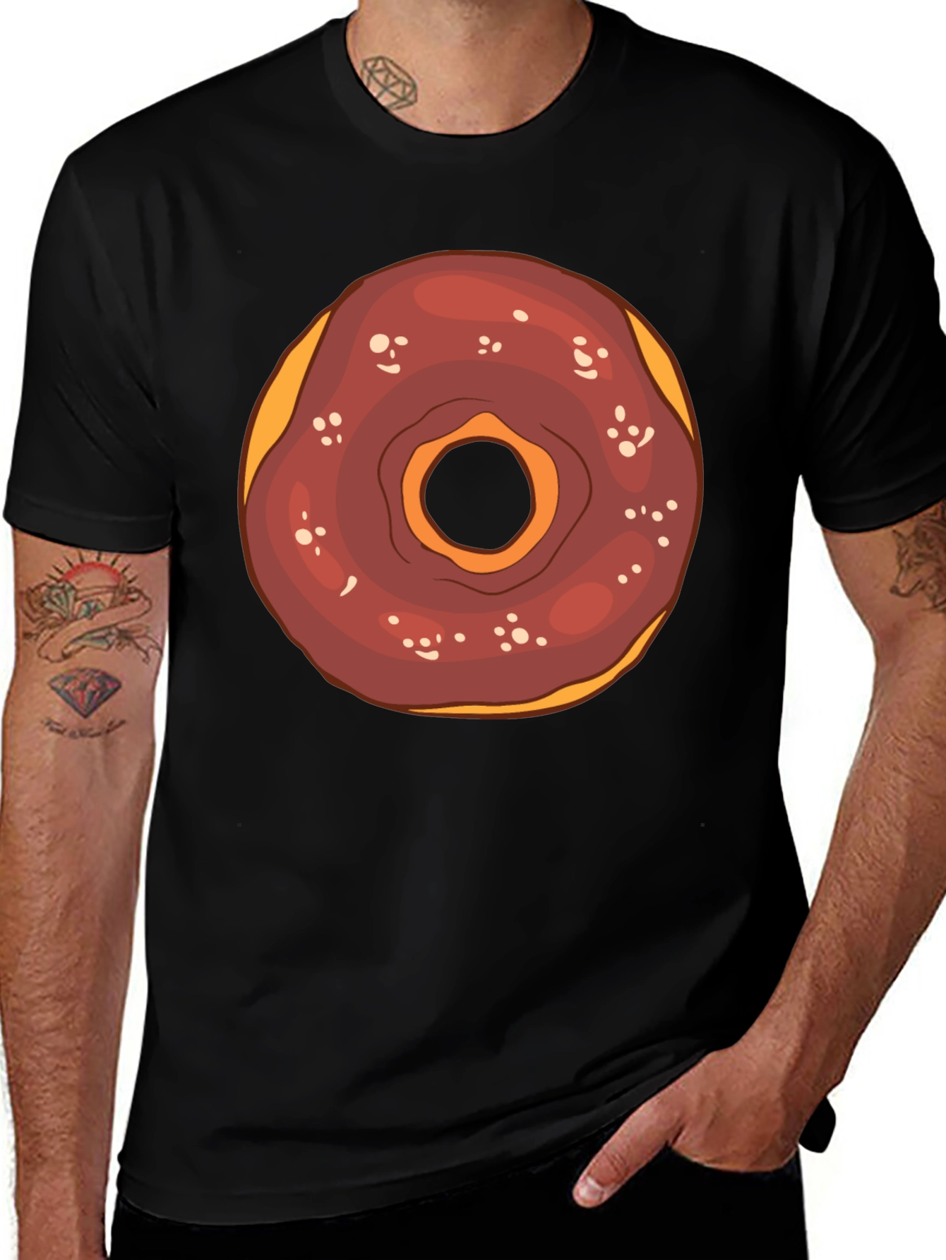 Variant 16 of Donut Graphic Tee - Black Cotton T-Shirt