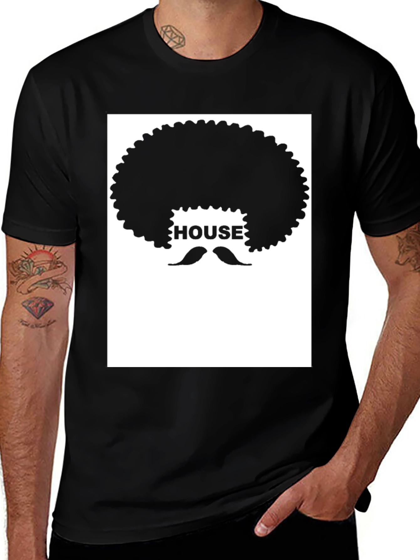 Variant 19 of Funky Afro House T-Shirt - Black Graphic Tee