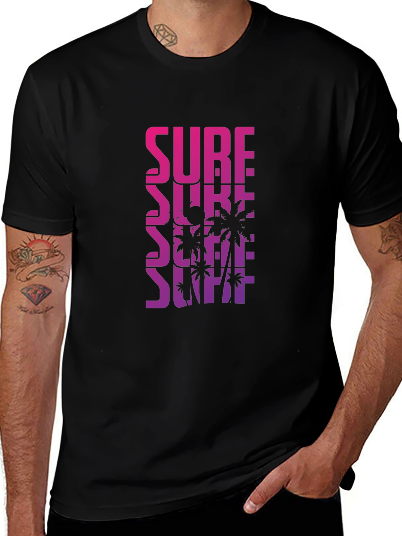 Variant 10 of Surf Palm Tee - Gradient Design