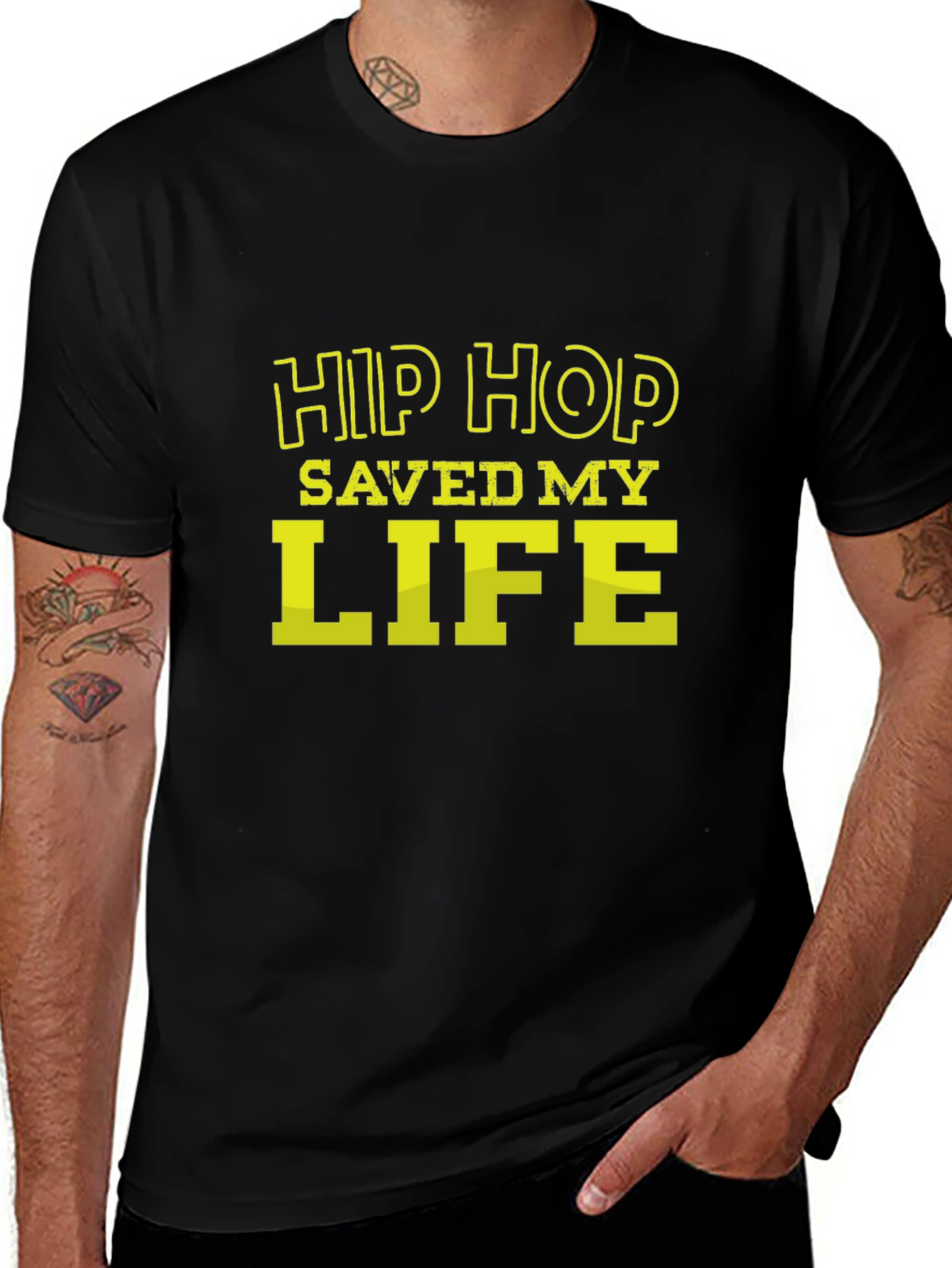 Variant 5 of Hip Hop Saved My Life Graphic Tee - Black