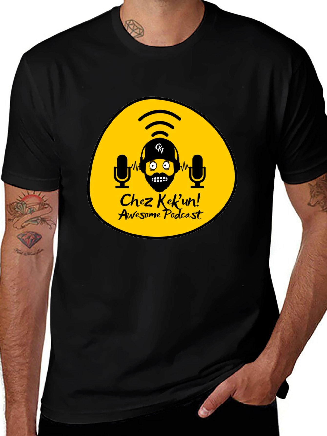 Variant 16 of Chez Kek'un Awesome Podcast Black T-Shirt