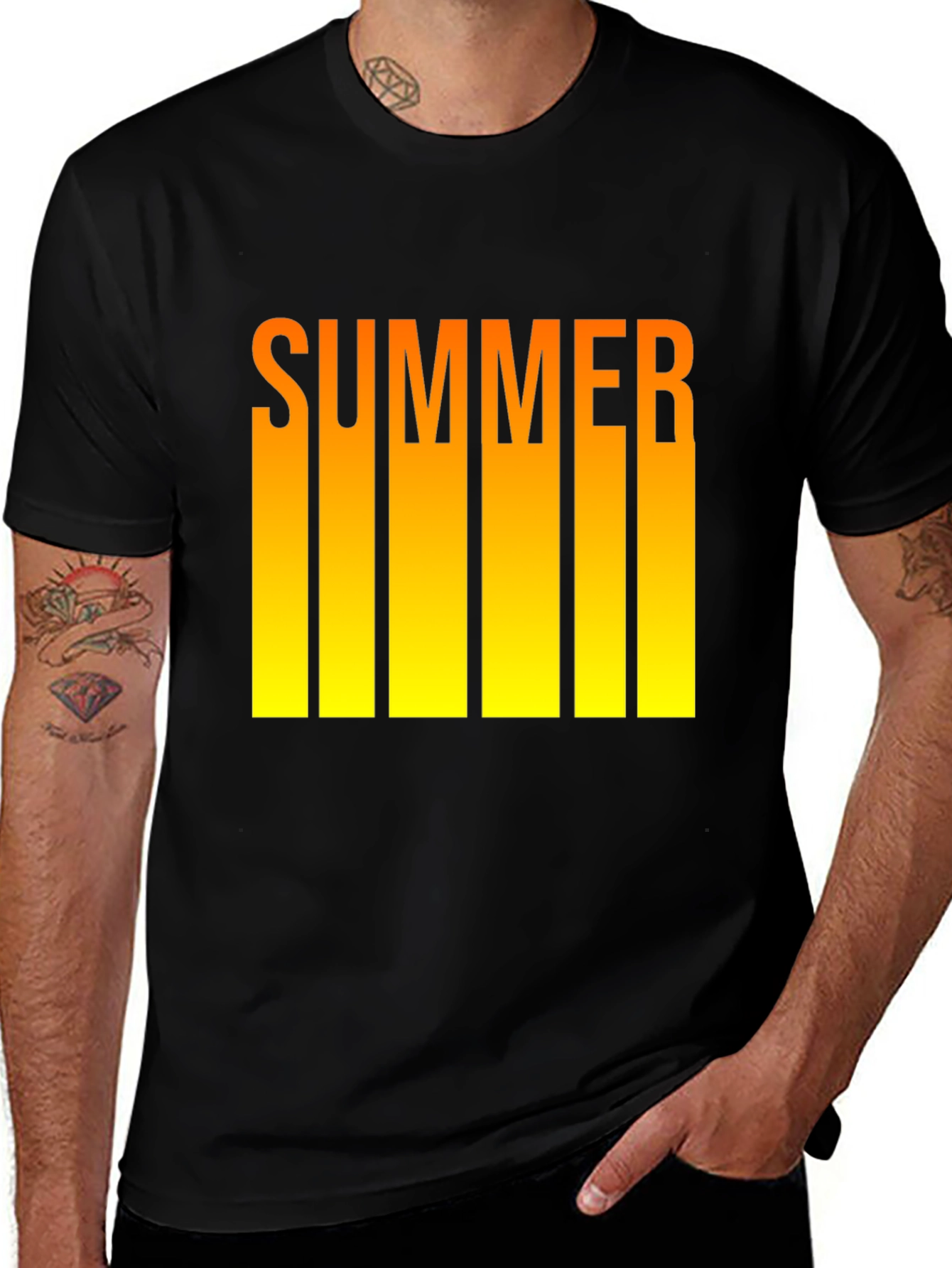 Variant 6 of Summer T-Shirt - Black Tee with Yellow Ombre Text