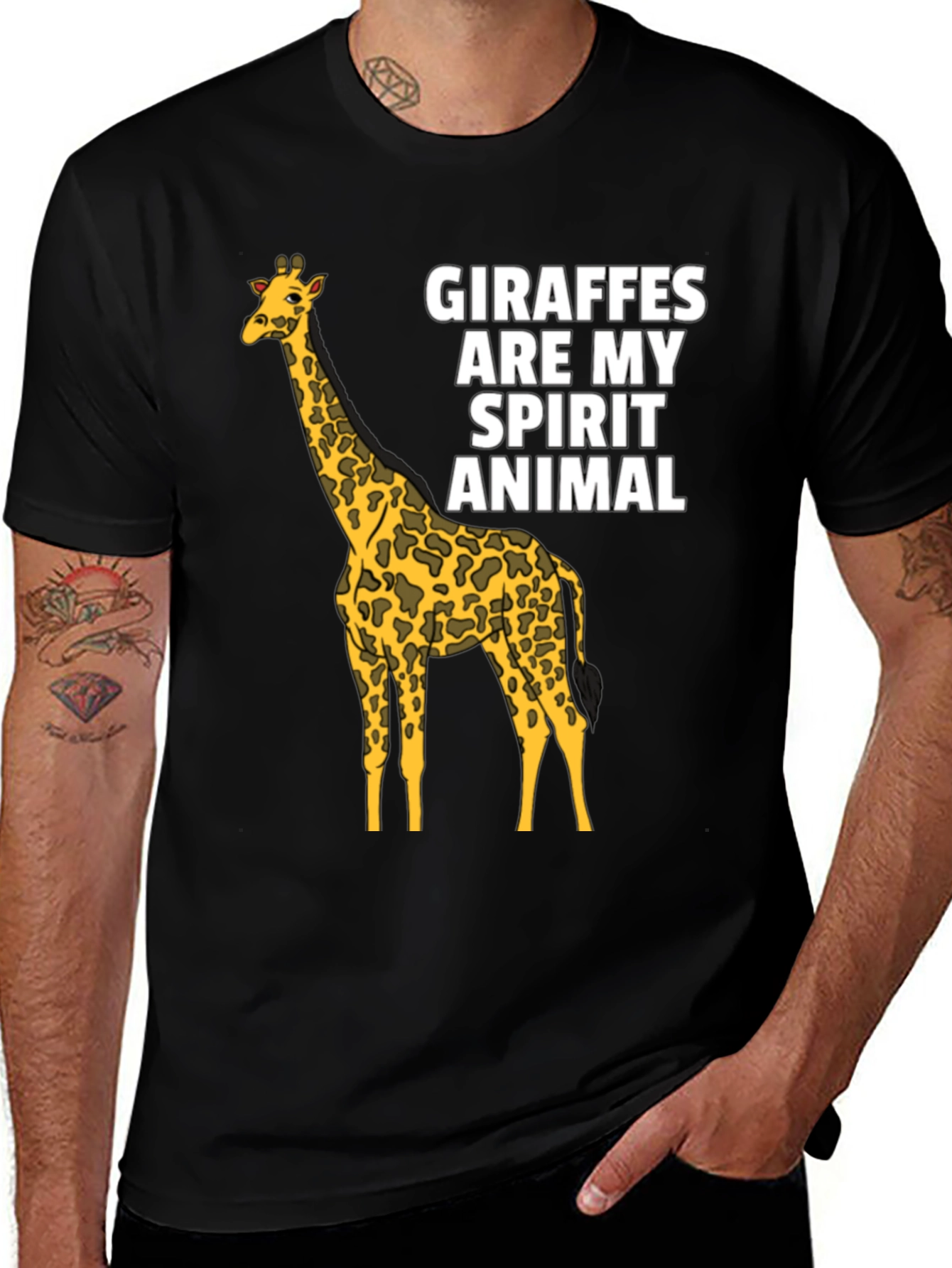 Variant 6 of Giraffe Spirit Animal Graphic Tee - Black