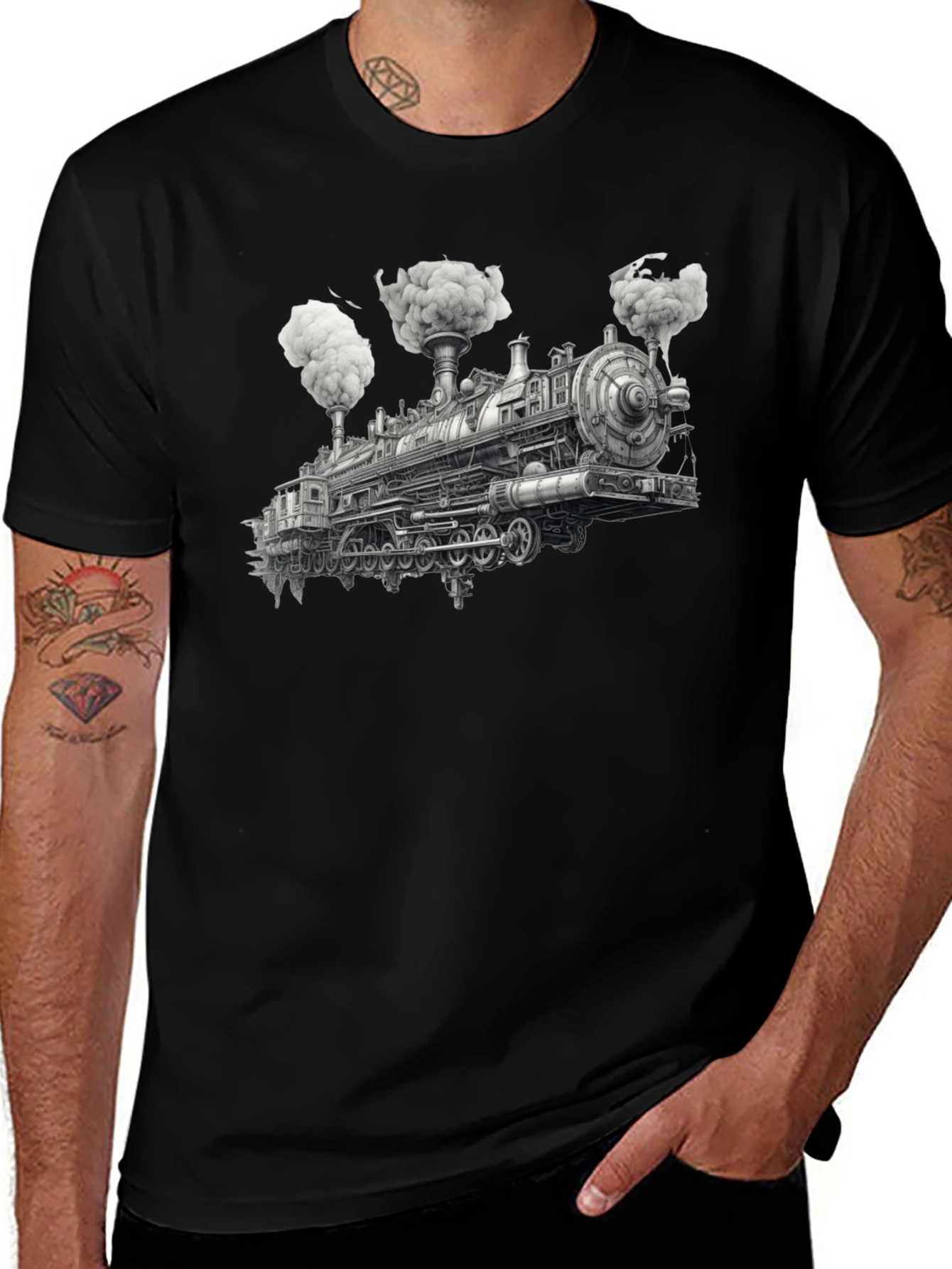 Variant 7 of Vintage Train Graphic Tee - Black