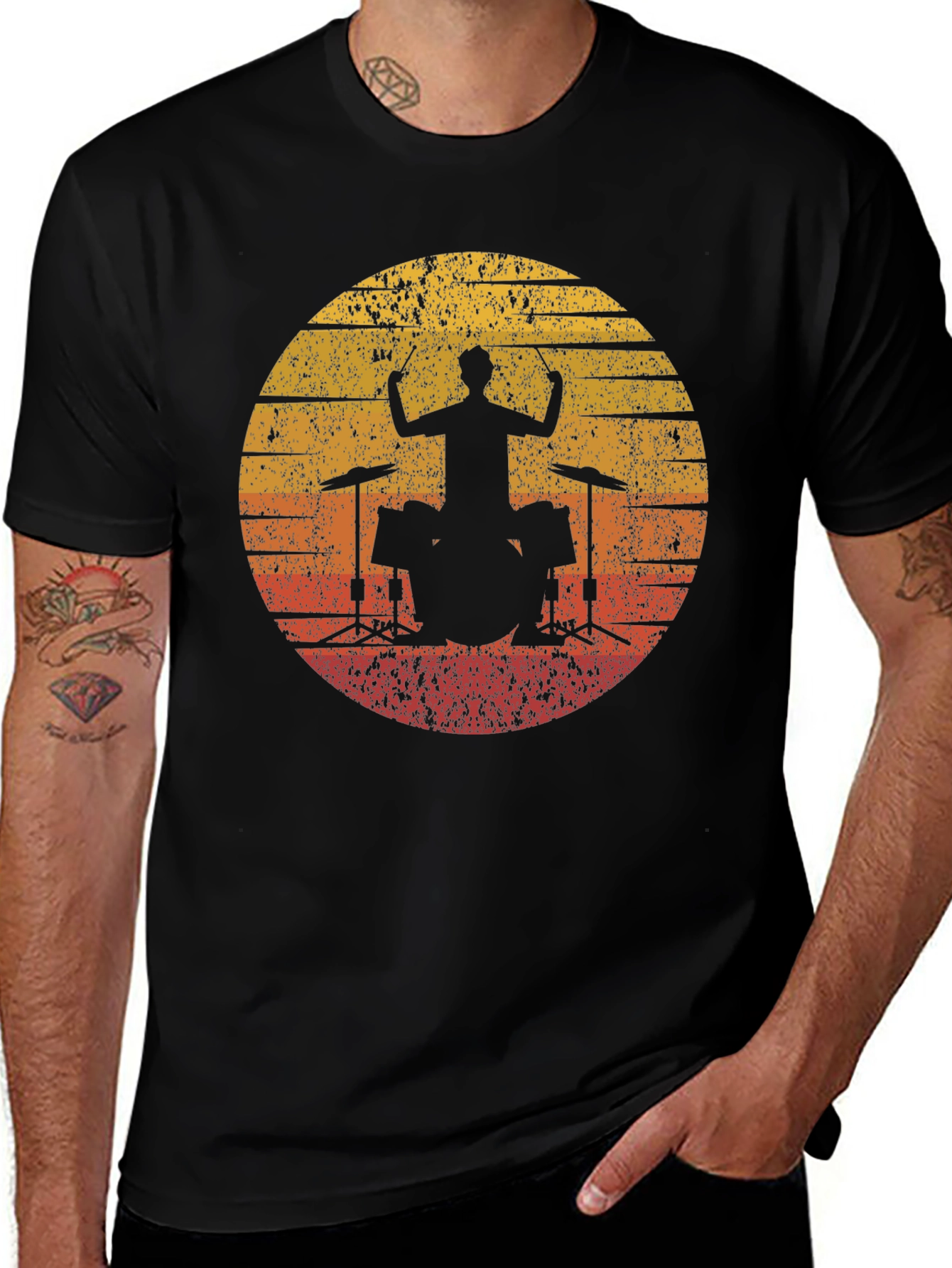 Variant 8 of Drummer Silhouette Sunset Graphic T-Shirt