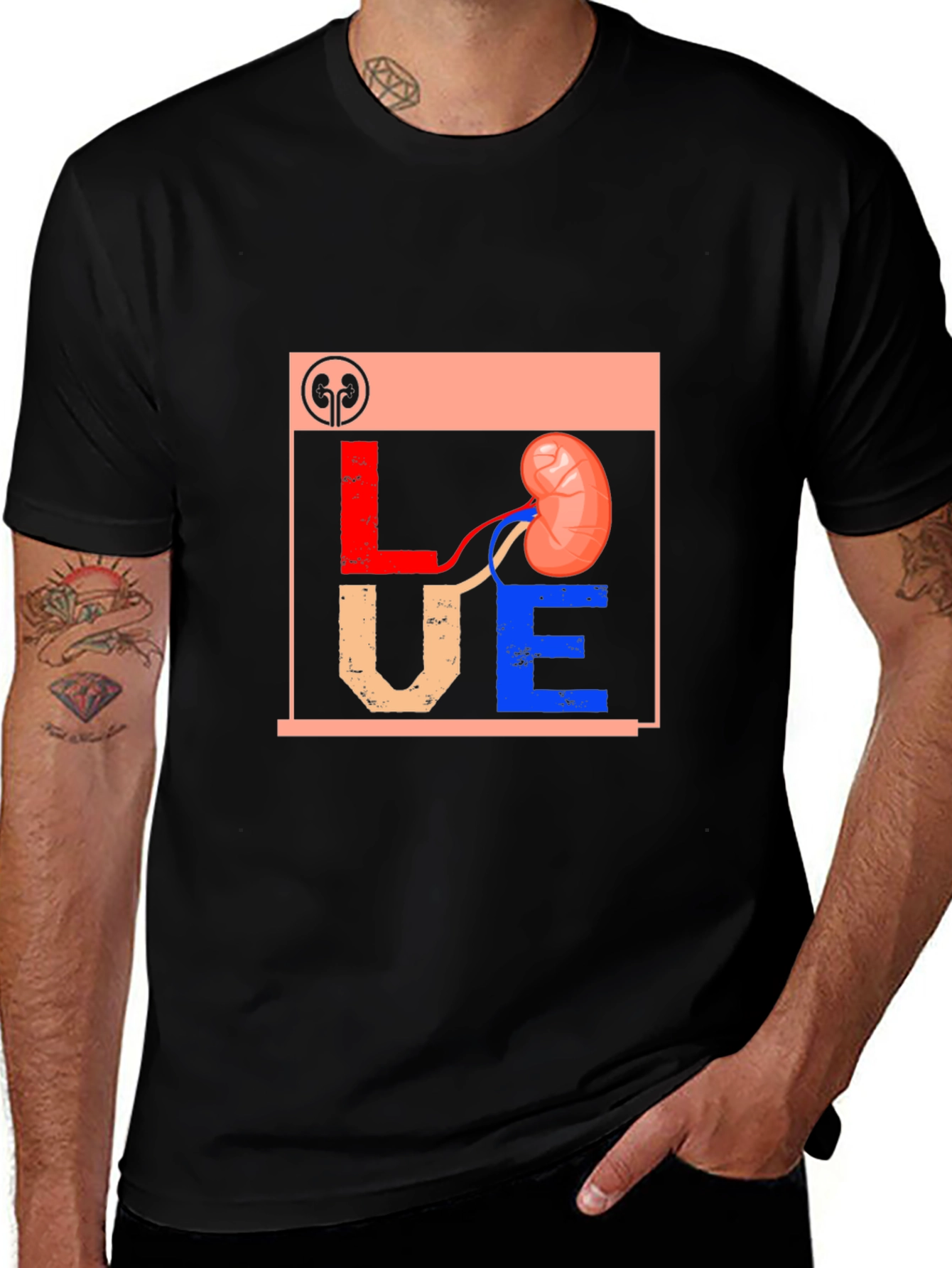 Variant 11 of Love Kidney Graphic T-Shirt, Black
