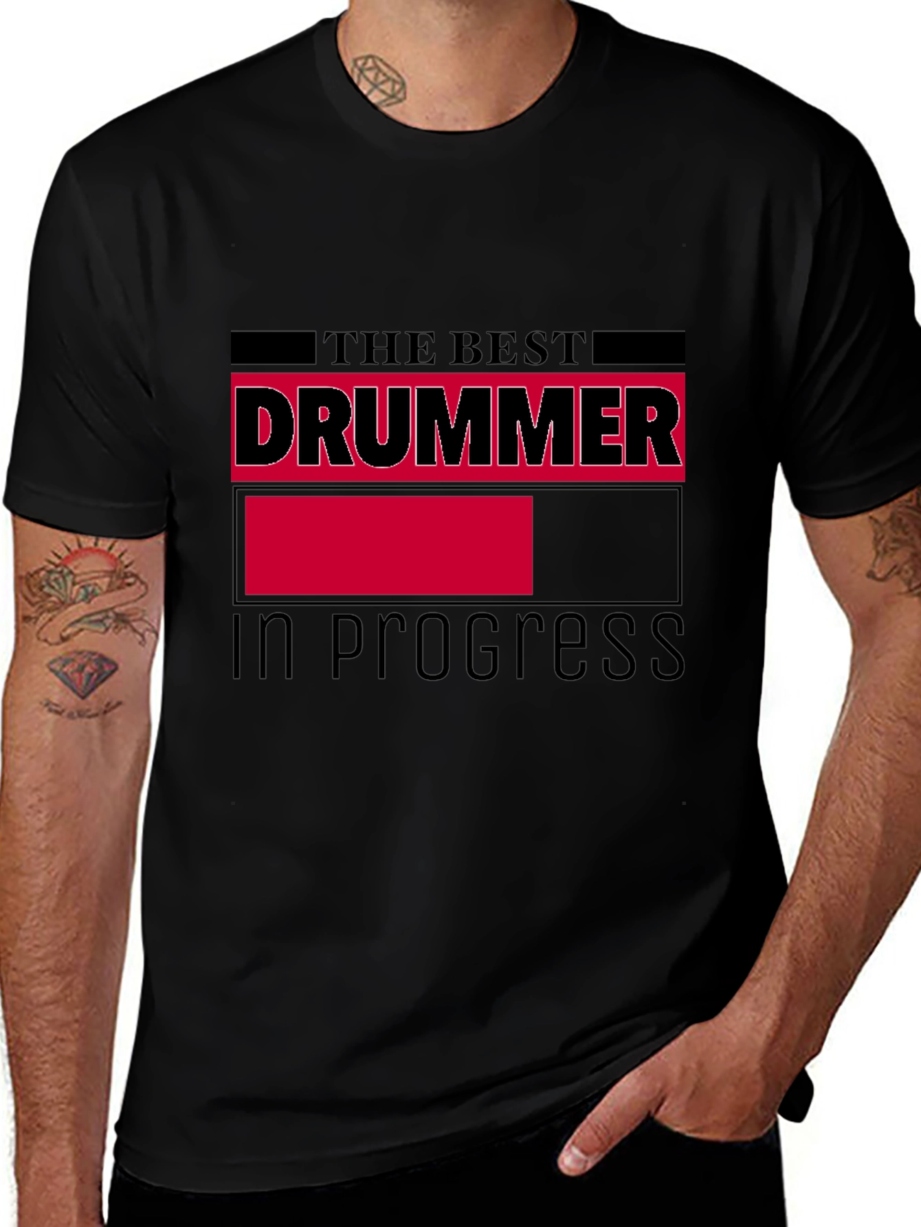 Variant 3 of Best Drummer in Progress Black Graphic Tee