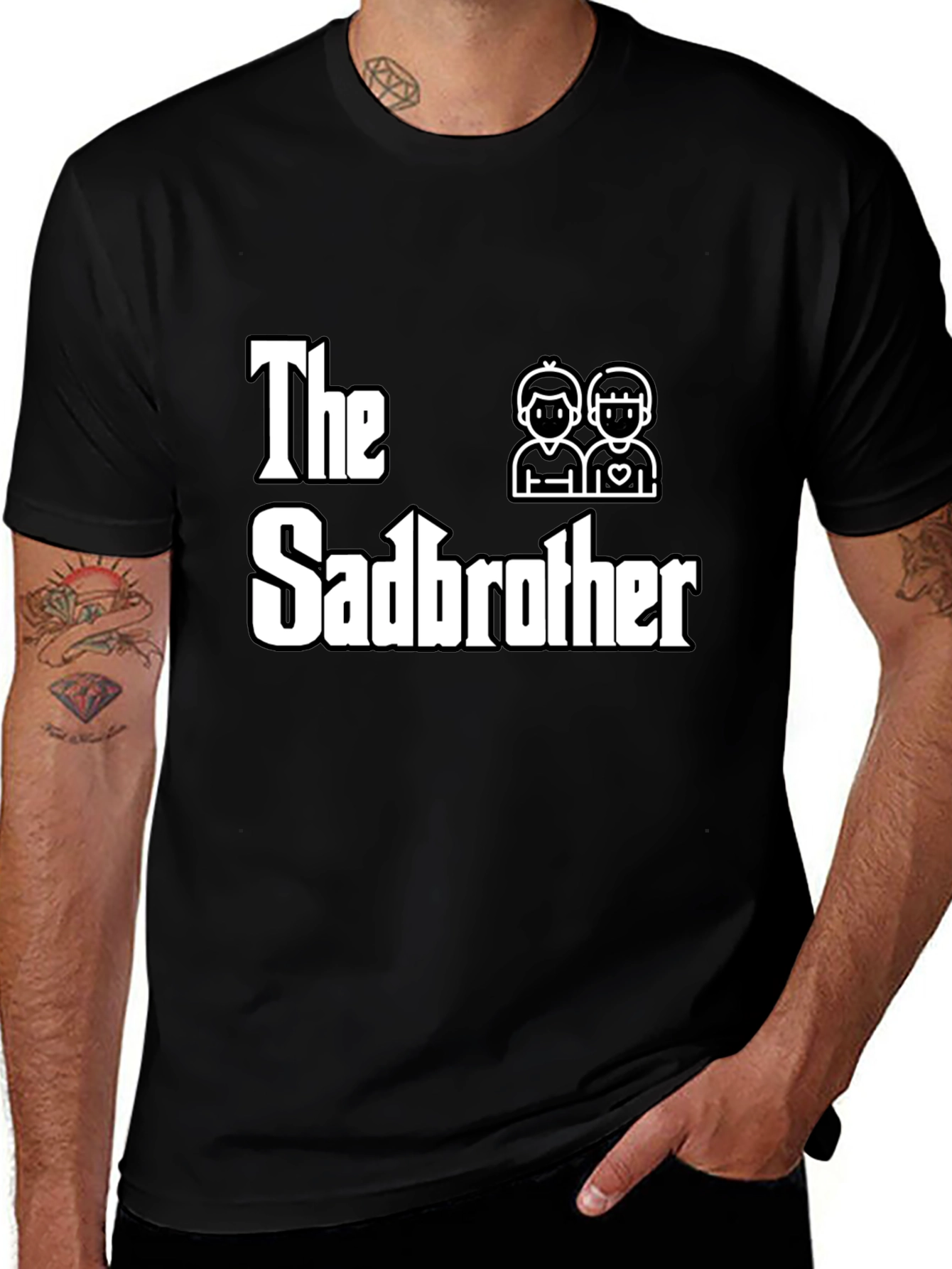 Black The Sadbrother T-Shirt - Novelty Graphic Tee main image
