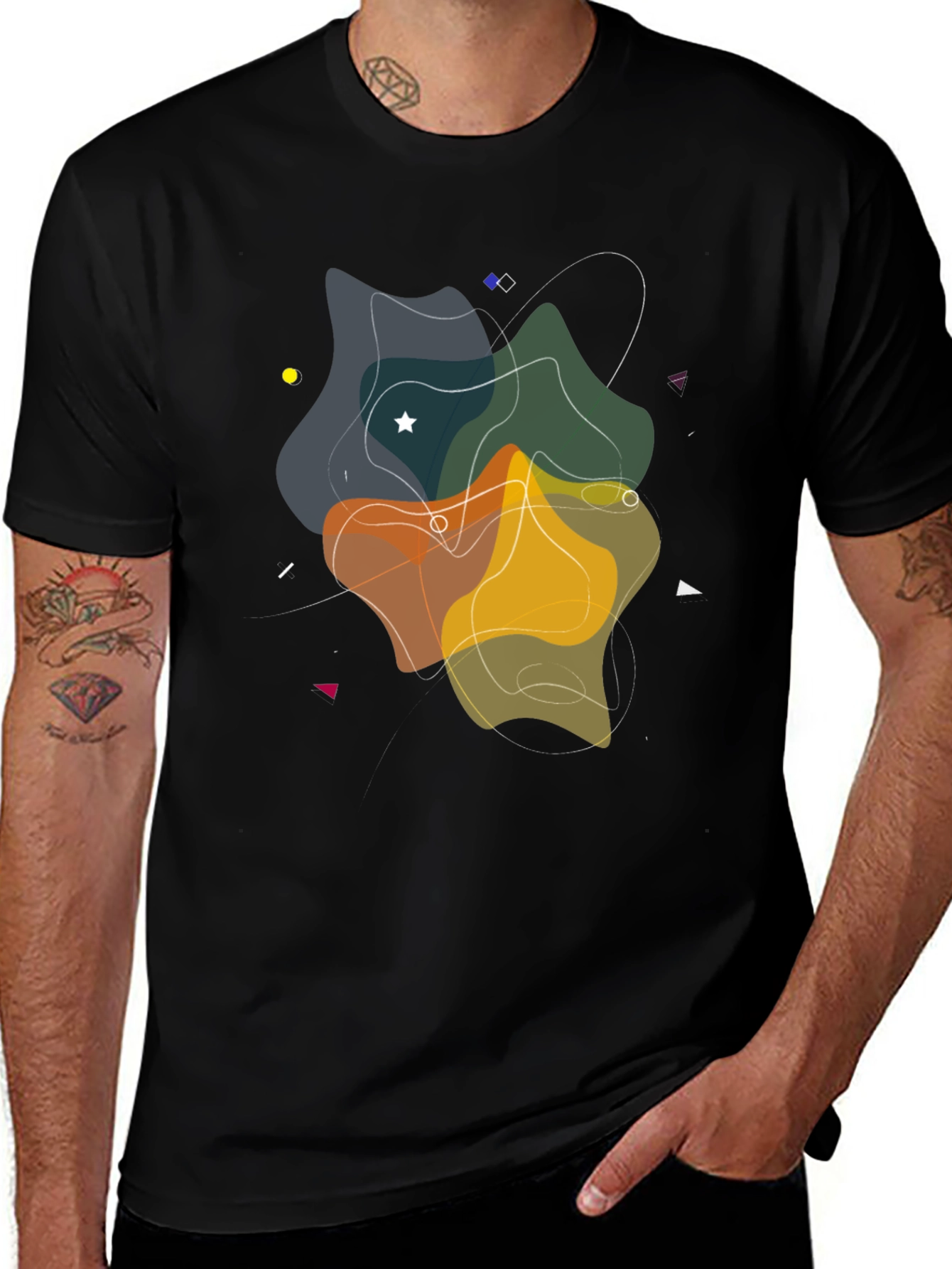 Abstract Graphic Print Black T-Shirt