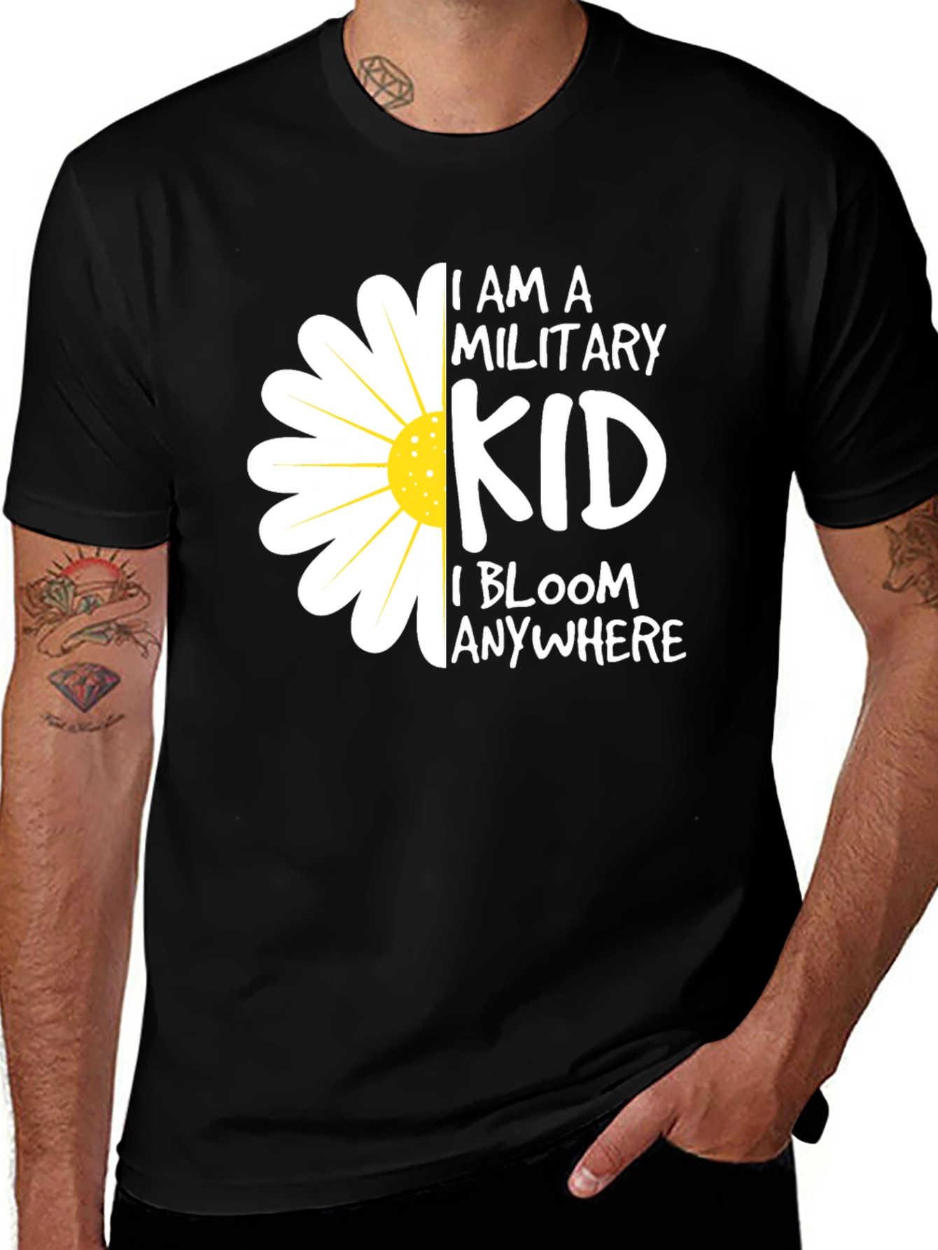 Black Military Kid T-Shirt - I Bloom Anywhere main image