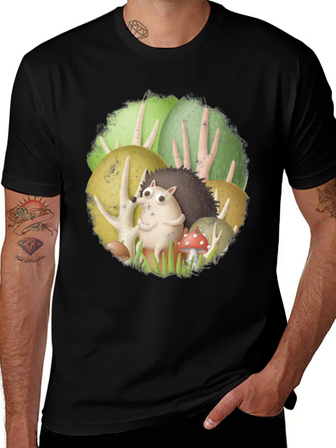 Variant 5 of Forest Friends Tee - Cute Hedgehog Design