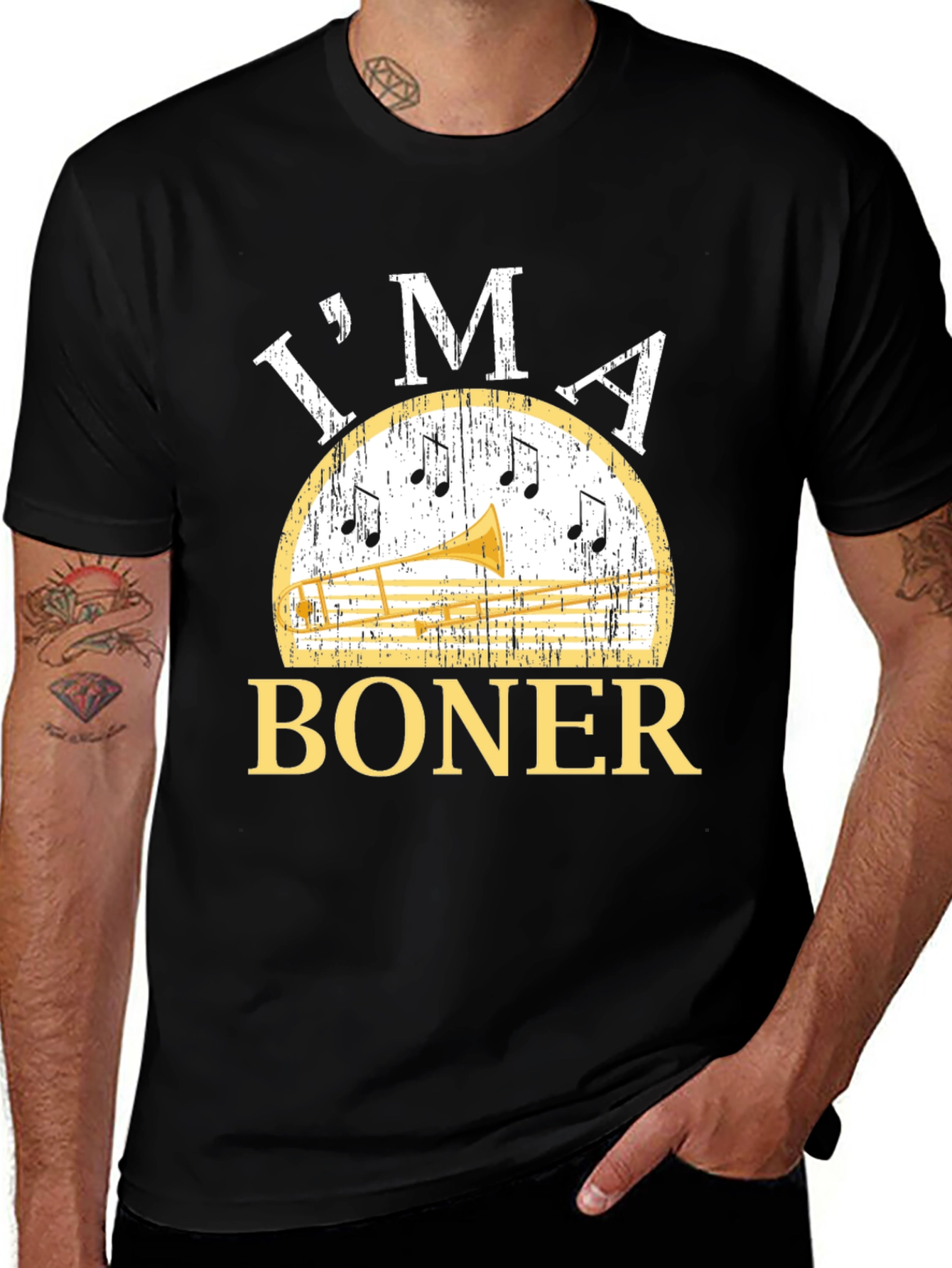 Variant 22 of I'm A Boner Trombone Player Black T-Shirt
