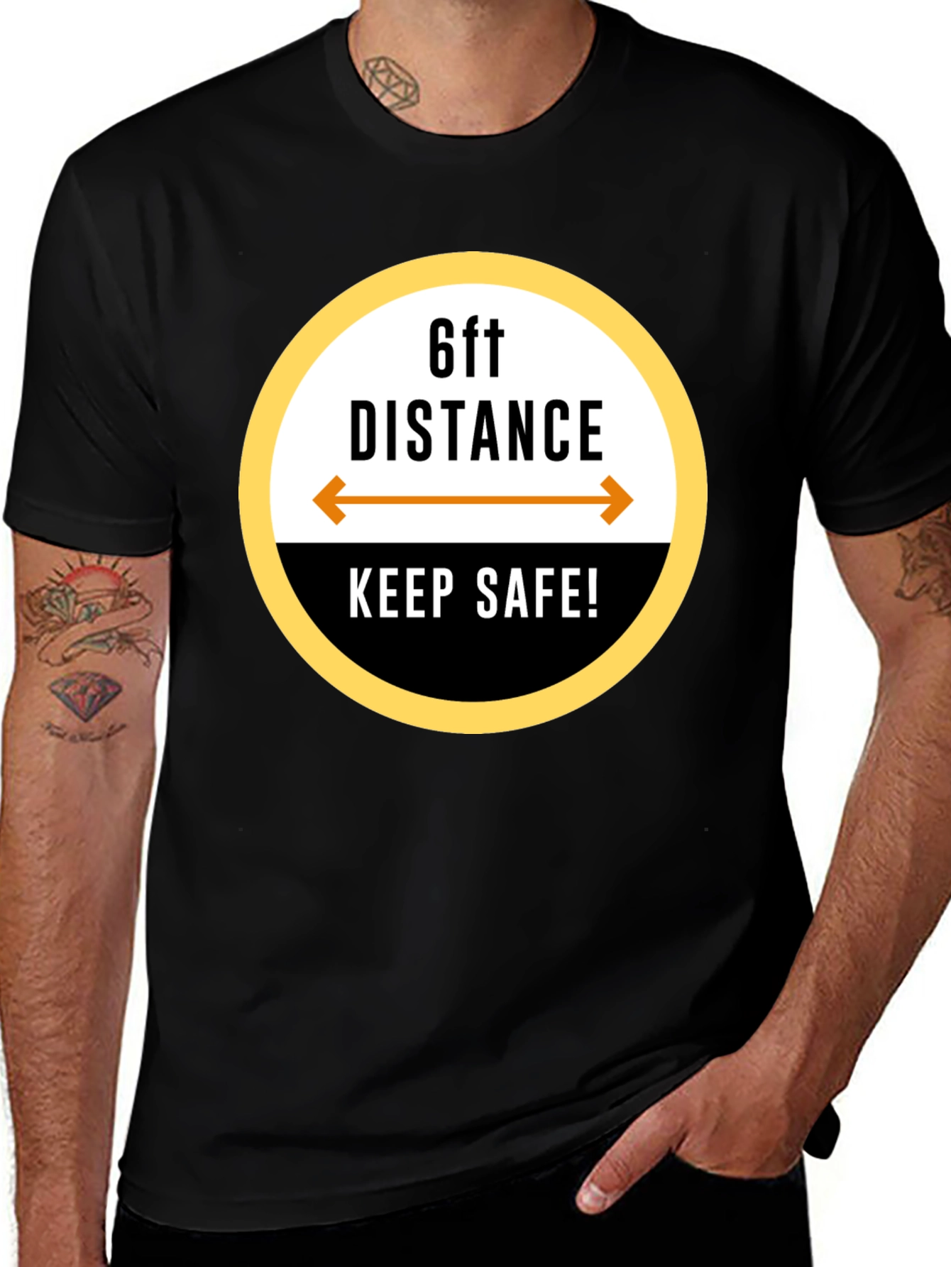 Variant 12 of 6ft Distance Keep Safe! Black T-Shirt