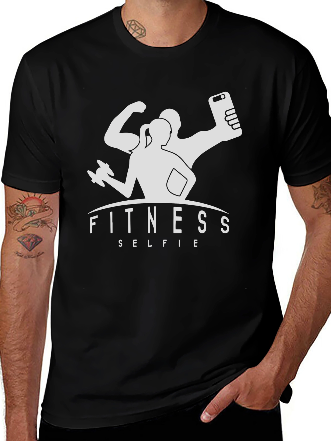 Variant 30 of Fitness Selfie Black Graphic T-Shirt