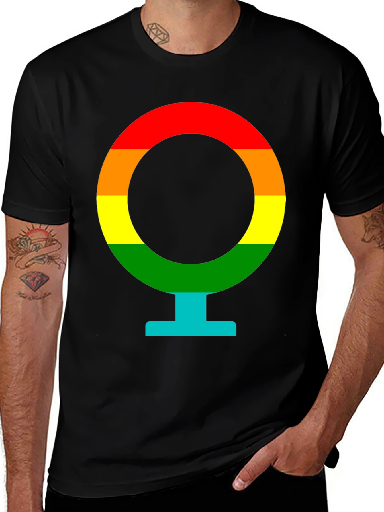 Rainbow Gender Symbol Black T-Shirt